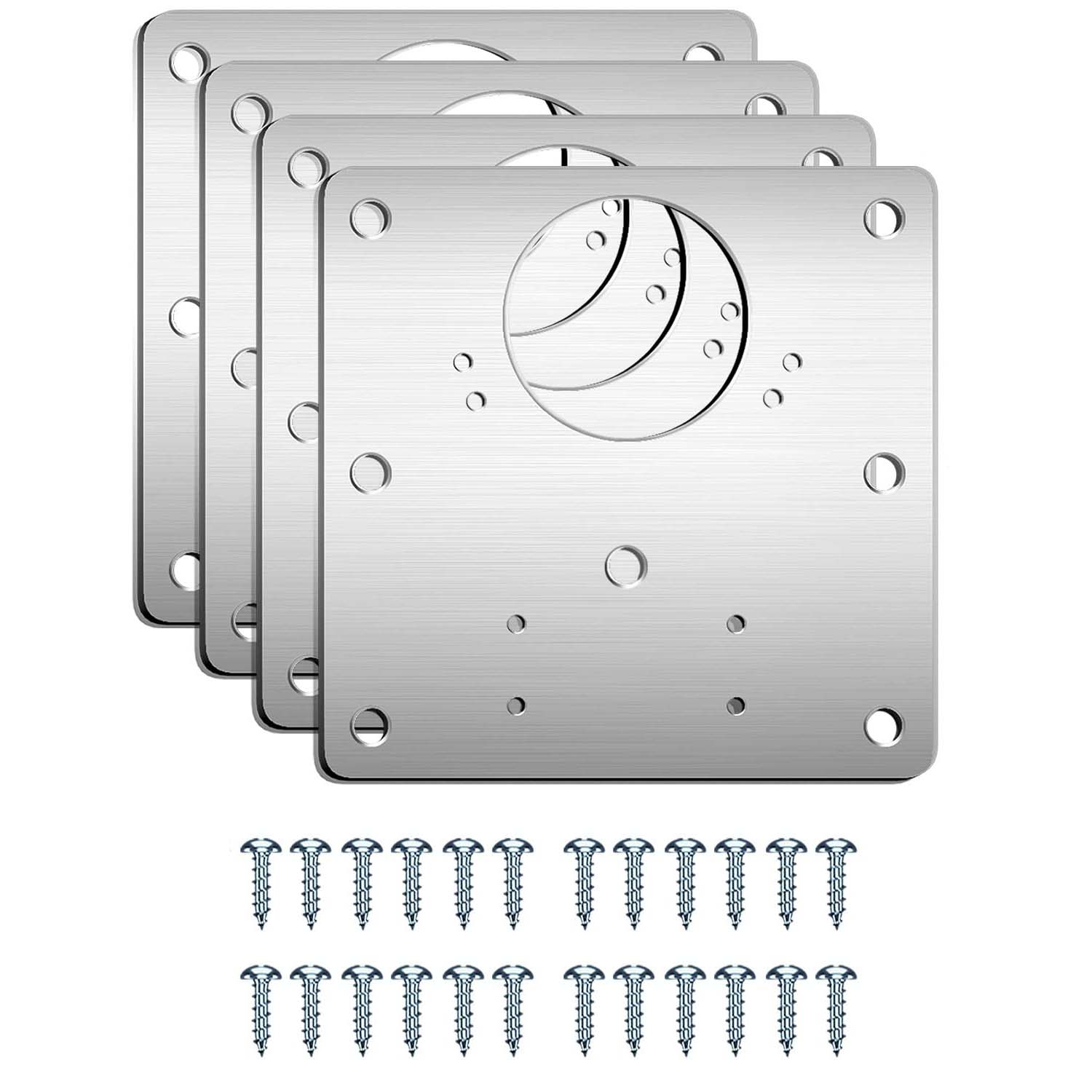 4 Pcs Kitchen Cupboard Door Cabinet Hinges Repair Plate Brackets Kit Fixing Screws - Image 1
