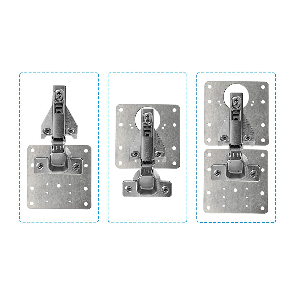 4 Pcs Kitchen Cupboard Door Cabinet Hinges Repair Plate Brackets Kit Fixing Screws - Image 3