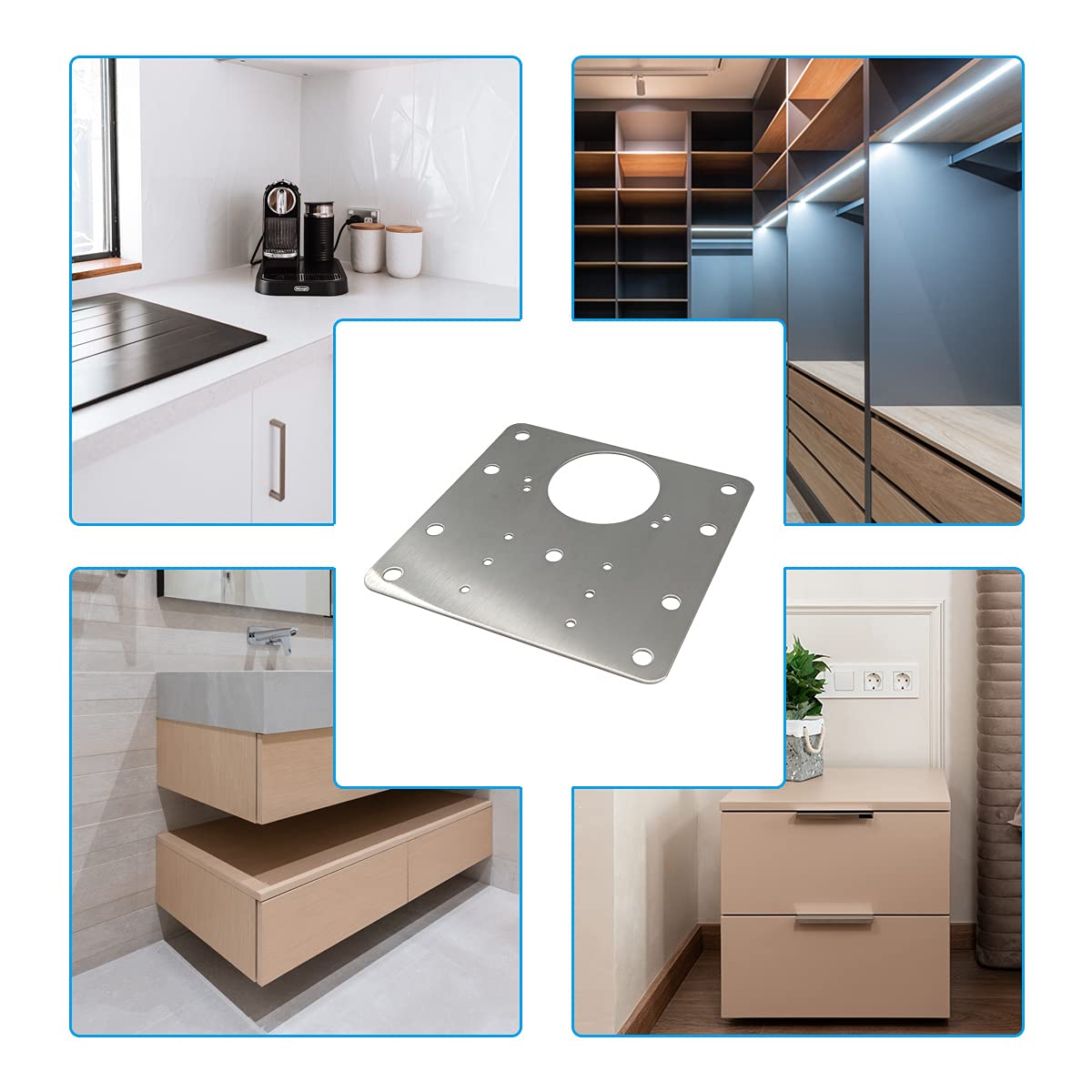 4 Pcs Kitchen Cupboard Door Cabinet Hinges Repair Plate Brackets Kit Fixing Screws - Image 7