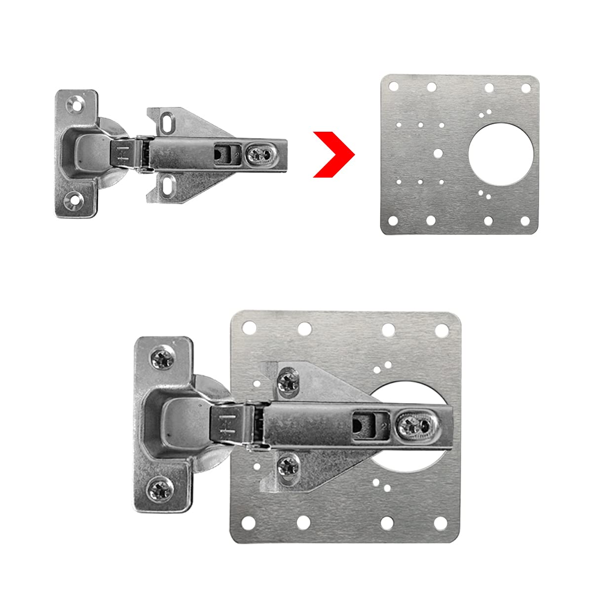 4 Pcs Kitchen Cupboard Door Cabinet Hinges Repair Plate Brackets Kit Fixing Screws - Image 8