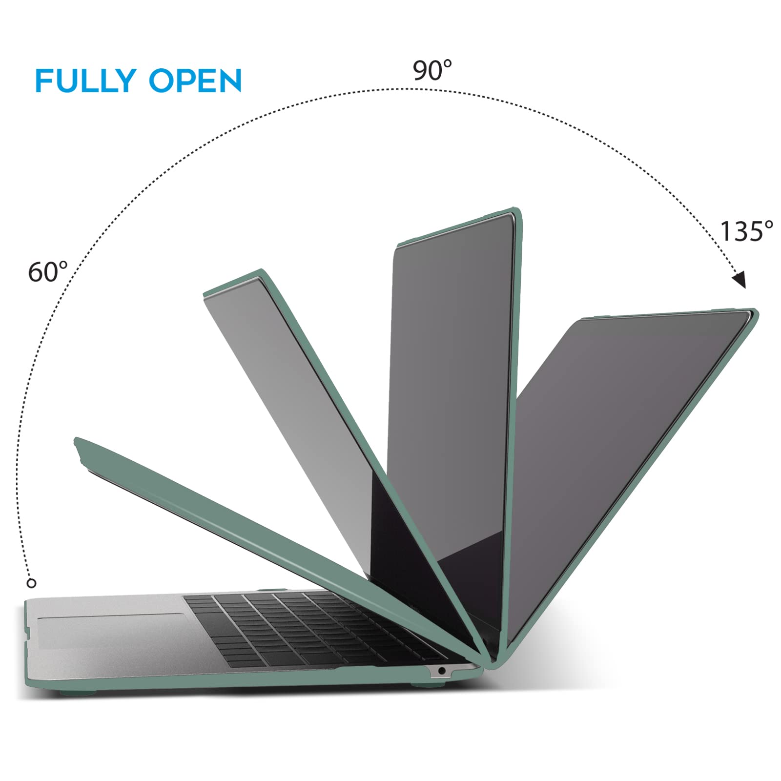 Suitable for  MacBook Air 13 Inch Case 2022 2021 2020 2019 2018, A1932, A2179, A2337 Shell Case Keyboard Cover Dark Green - Image 6