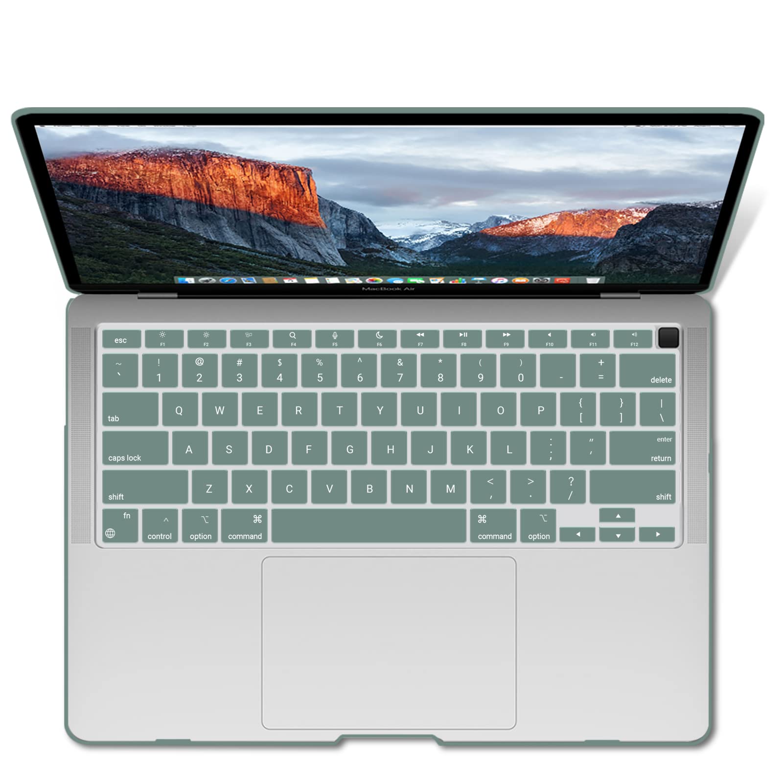 Suitable for  MacBook Air 13 Inch Case 2022 2021 2020 2019 2018, A1932, A2179, A2337 Shell Case Keyboard Cover Dark Green - Image 7