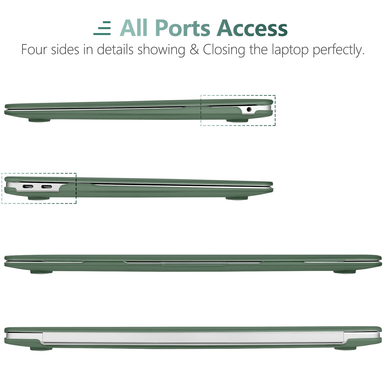 Suitable for  MacBook Air 13 Inch Case 2022 2021 2020 2019 2018, A1932, A2179, A2337 Shell Case Keyboard Cover Dark Green - Image 8