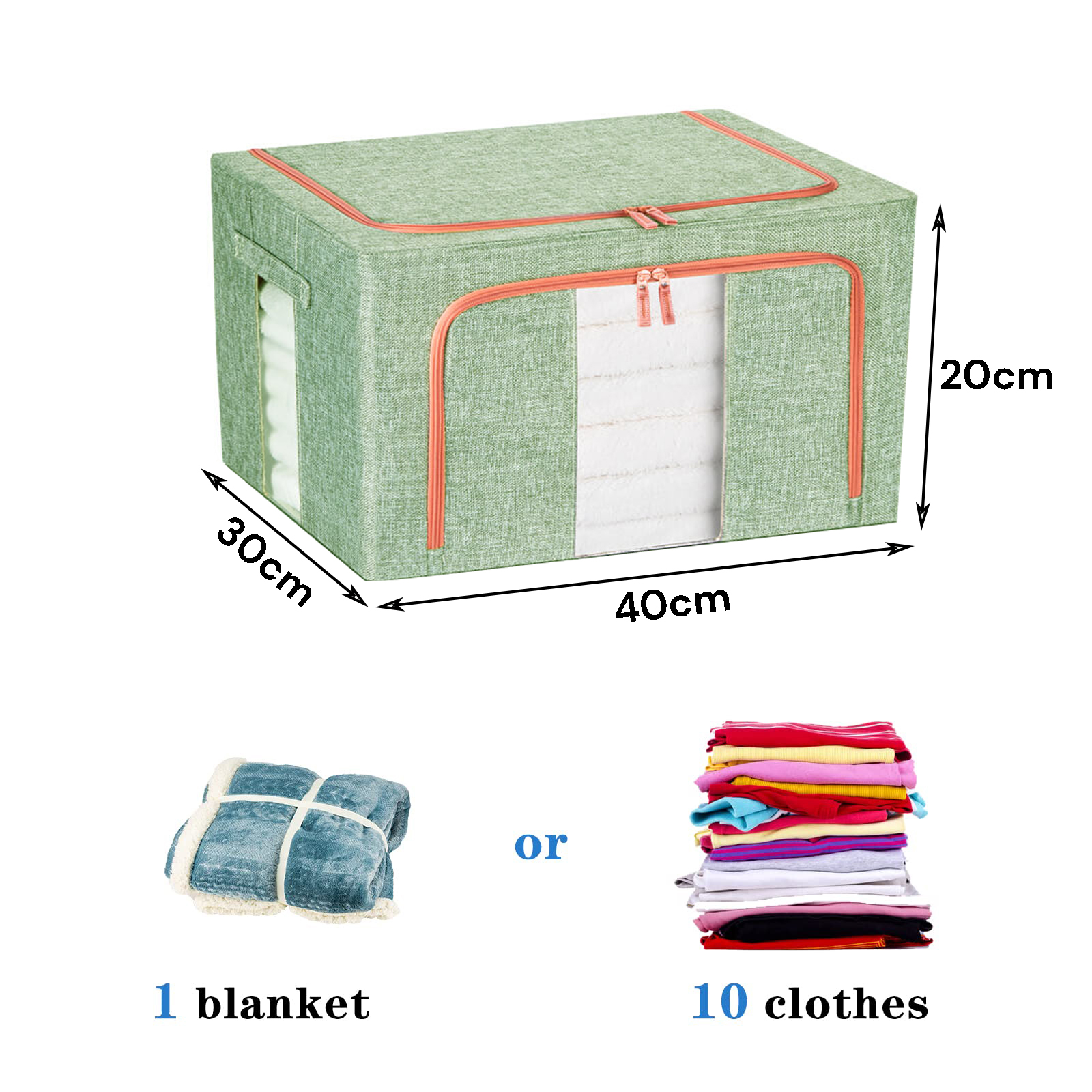 24L Cloth Storage Box Closet Organizer Storage Bags Clothes Storage Bags Wardrobe Organizer Idea GREEN - Image 2