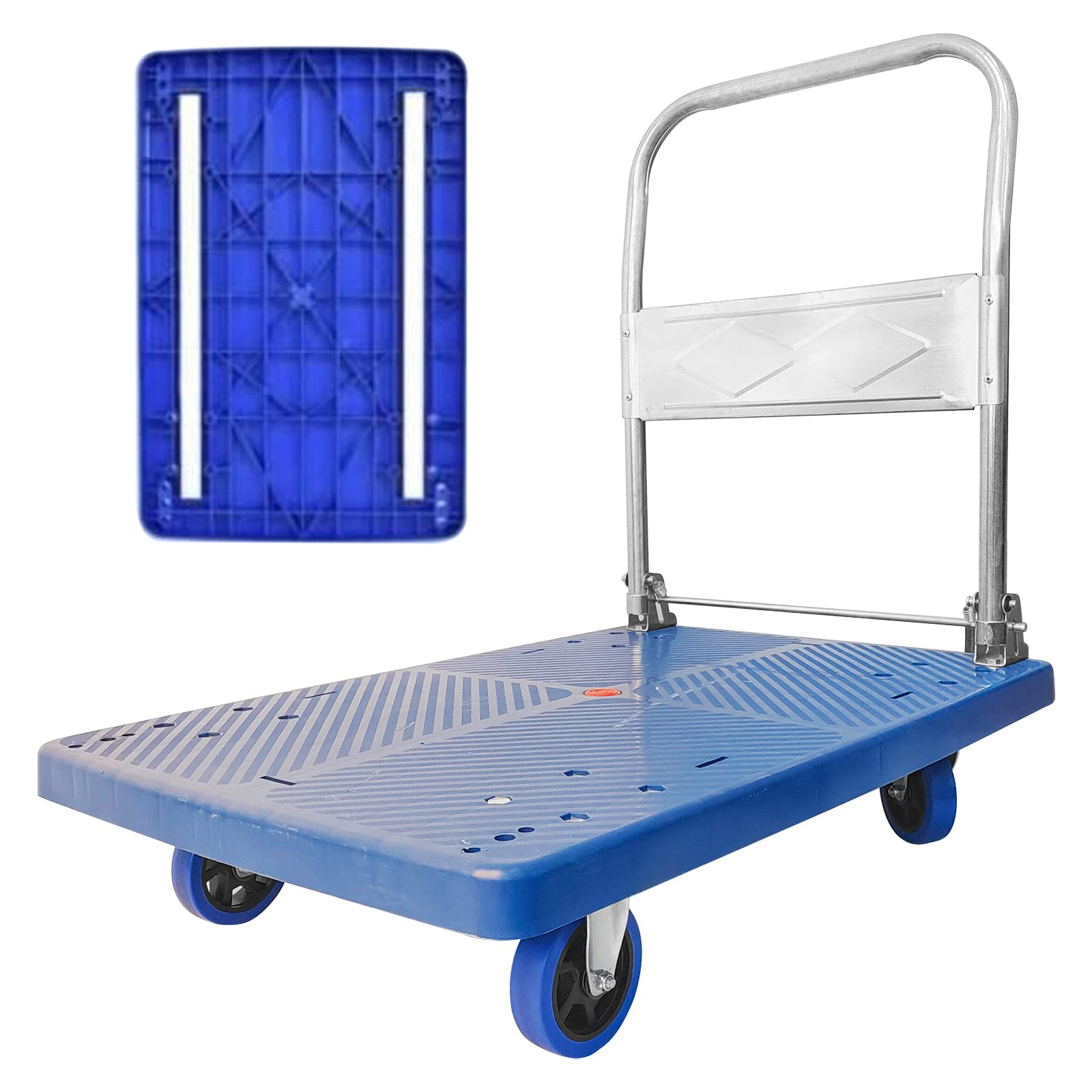 300kg Foldable Warehouse Platform Trolley Truck Dolly Platform Cart Swivel Wheels Moving Cart Flatbed - Image 1