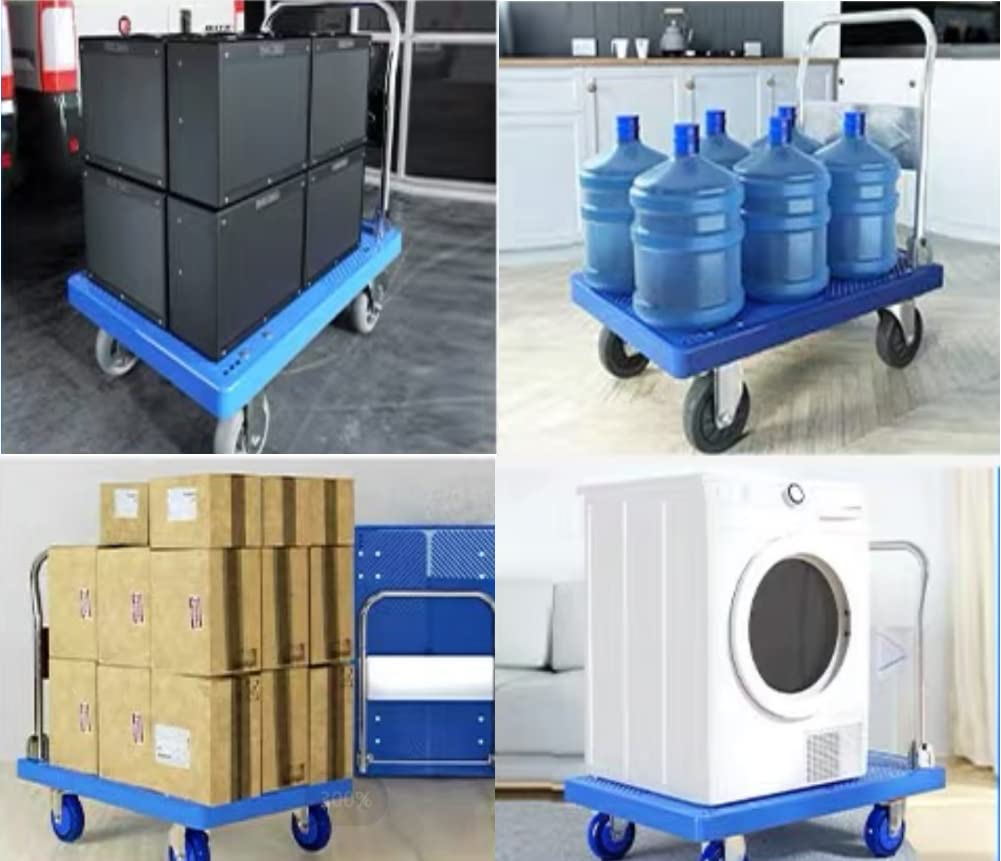 300kg Foldable Warehouse Platform Trolley Truck Dolly Platform Cart Swivel Wheels Moving Cart Flatbed - Image 5