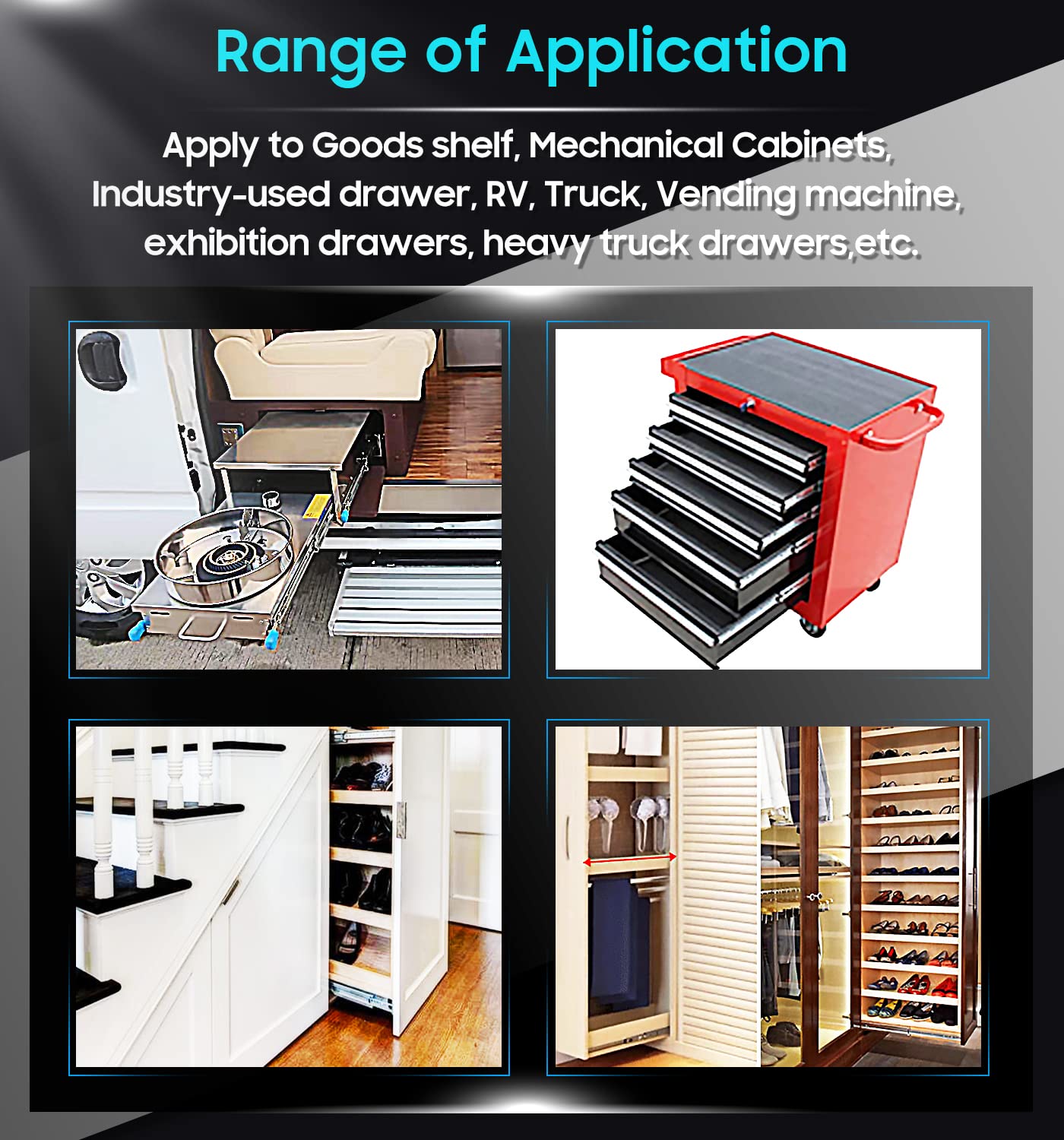 40in Pair 1000 - 2000mm 150KG Capacity Heavy Duty Trailer Drawer Slides Rails Runners Locking - Image 5