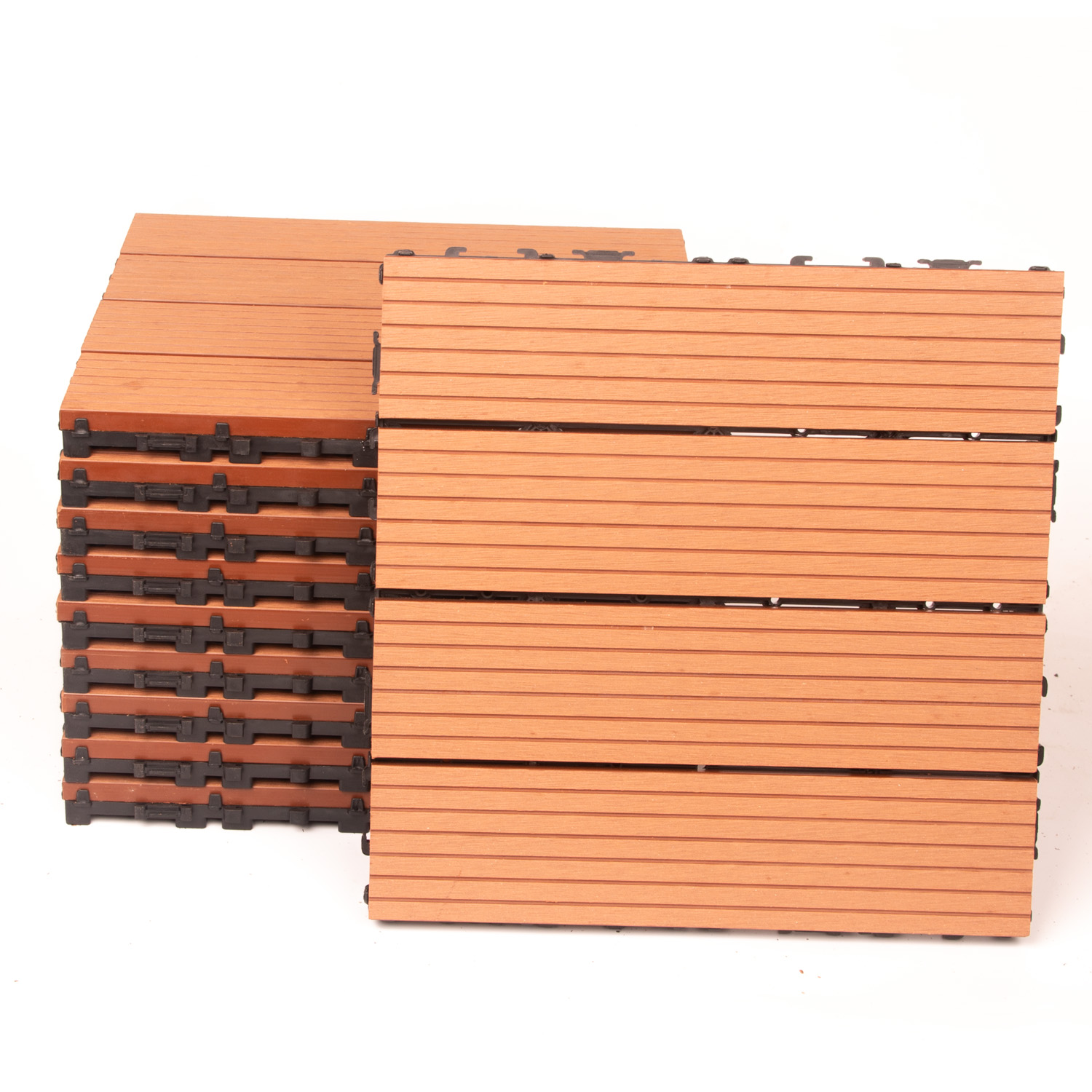 10PCS Interlocking Patio Deck Tiles 30cm x 30cm Outdoor Wood Flooring for Patio Garden Balcony Poolside - Image 1