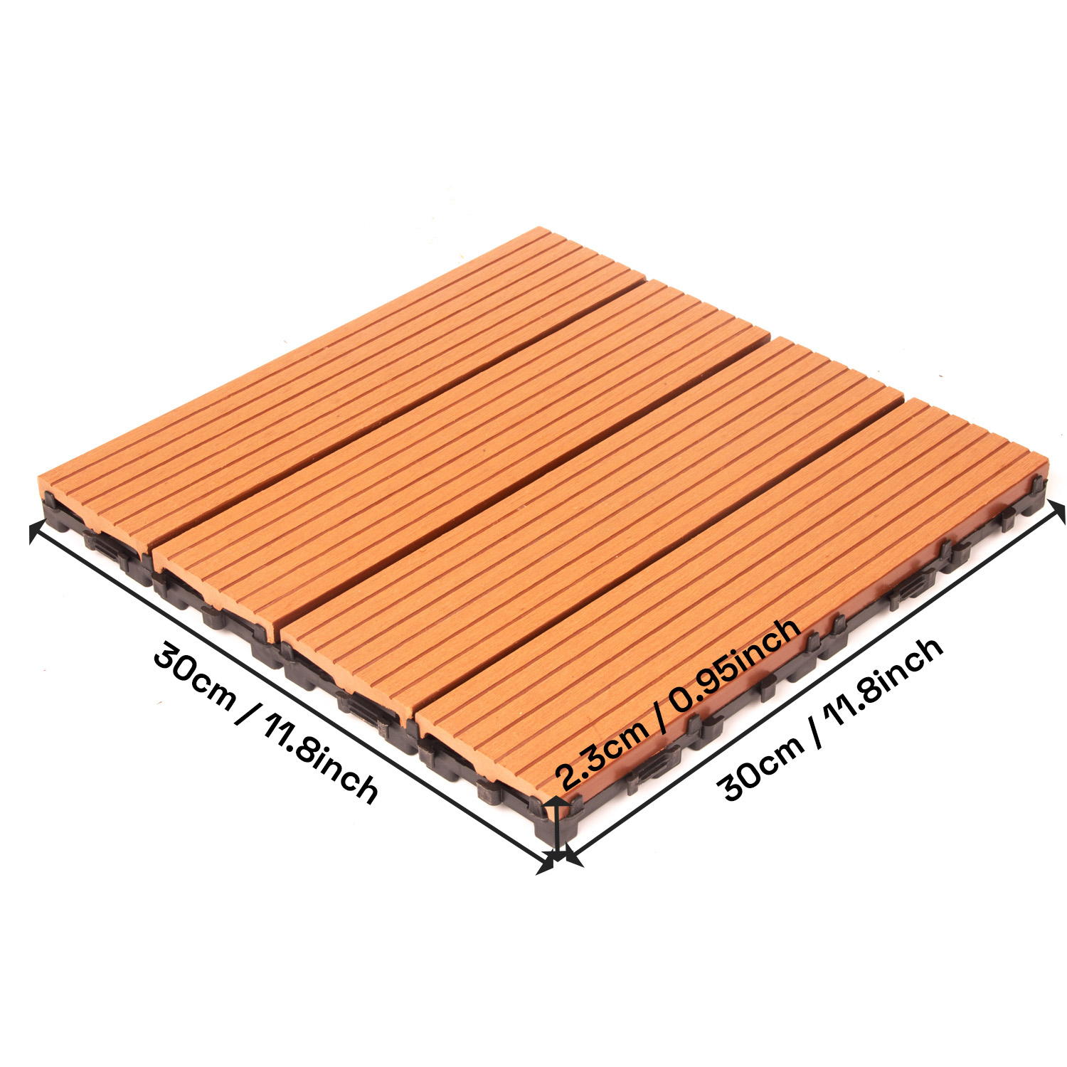10PCS Interlocking Patio Deck Tiles 30cm x 30cm Outdoor Wood Flooring for Patio Garden Balcony Poolside - Image 2