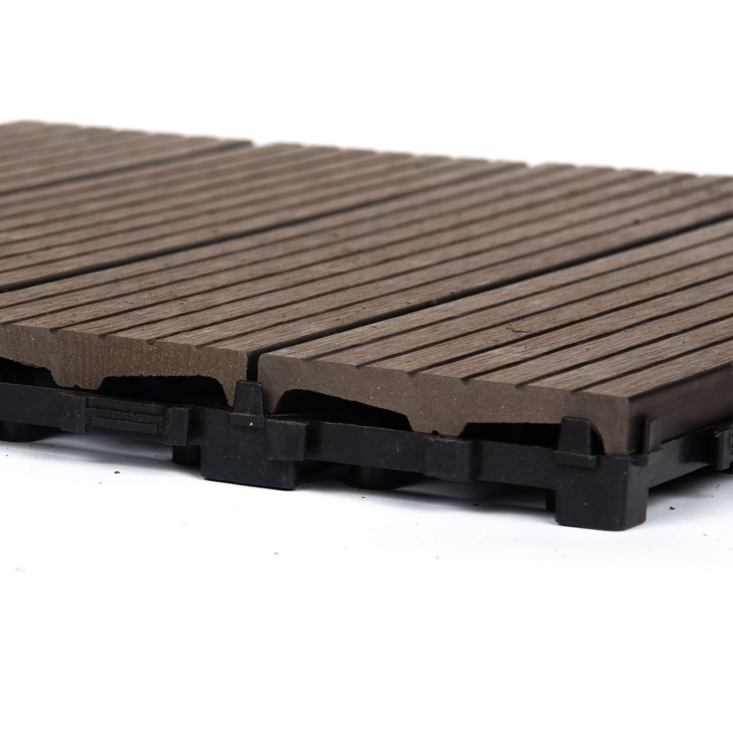 10PCS Interlocking Patio Deck Tiles 30cm x 30cm Outdoor Wood Flooring for Patio Garden Balcony Poolside Walnut - Image 4