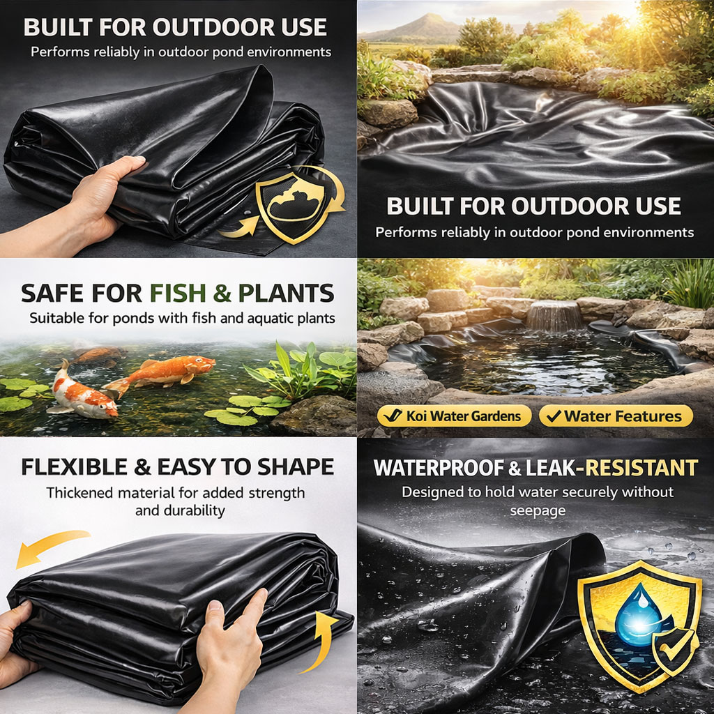 Heavy Duty 0.5mm HDPE Pond Liner Waterproof Sheet 4.5m x 3m for Garden & Fish Ponds - Image 4