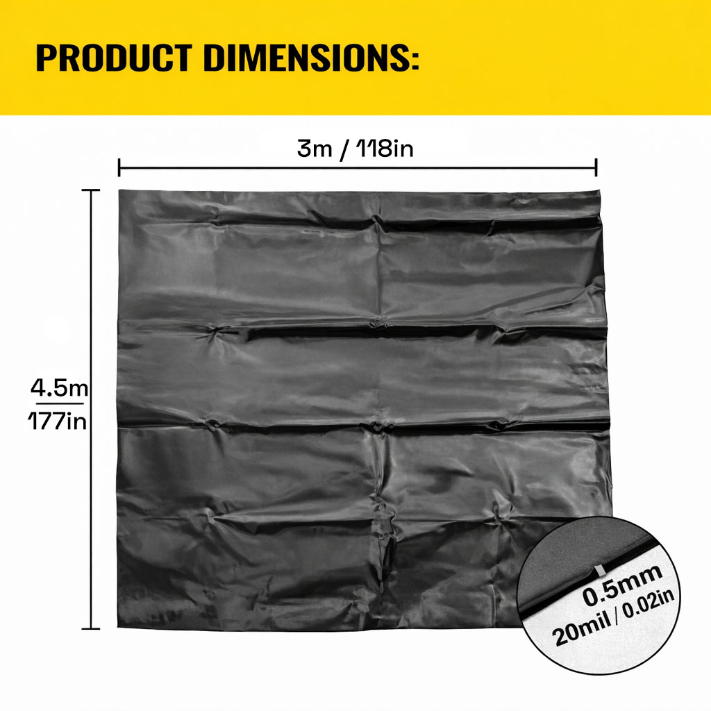 Heavy Duty 0.5mm HDPE Pond Liner Waterproof Sheet 4.5m x 3m for Garden & Fish Ponds - Image 5