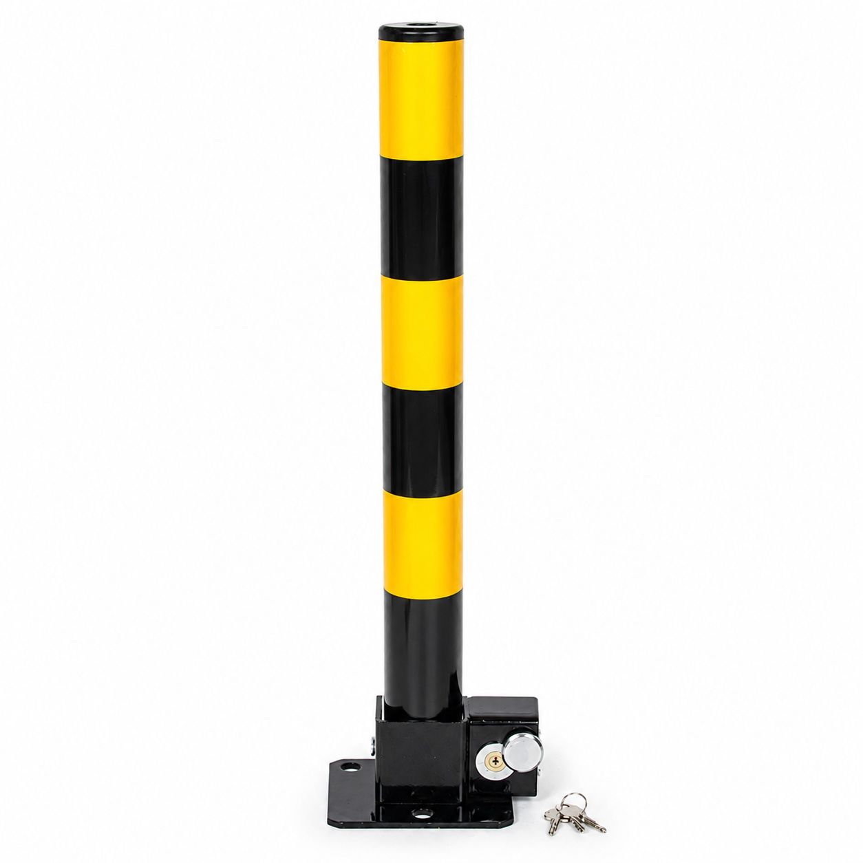 Heavy Duty Fold Down Parking Bollard Lockable Safety Post Yellow Black 61cm - Image 1