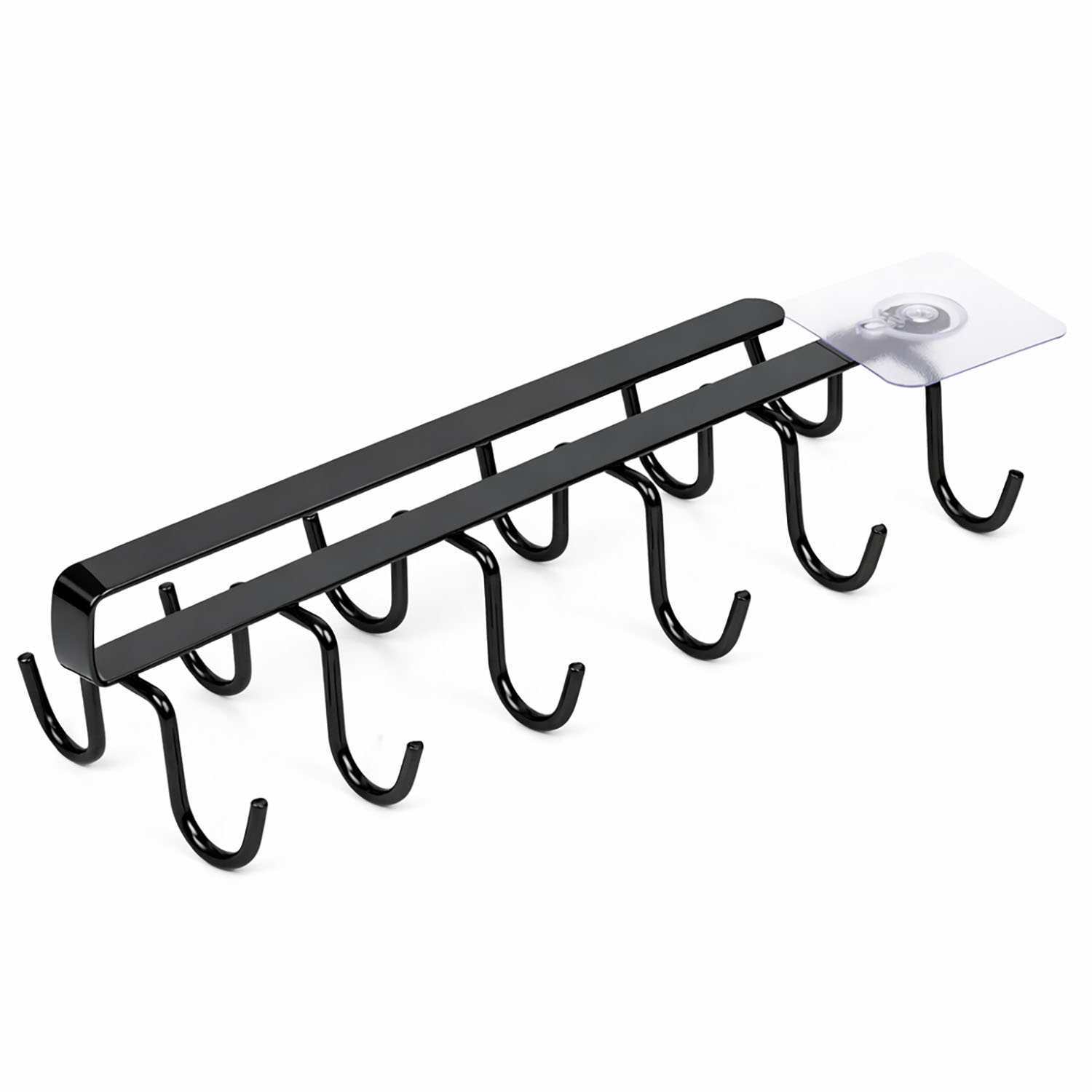 Under Cabinet Mug Holder 12 Hooks No Drill Cup Rack Organizer for Kitchen Storage Black - Image 1