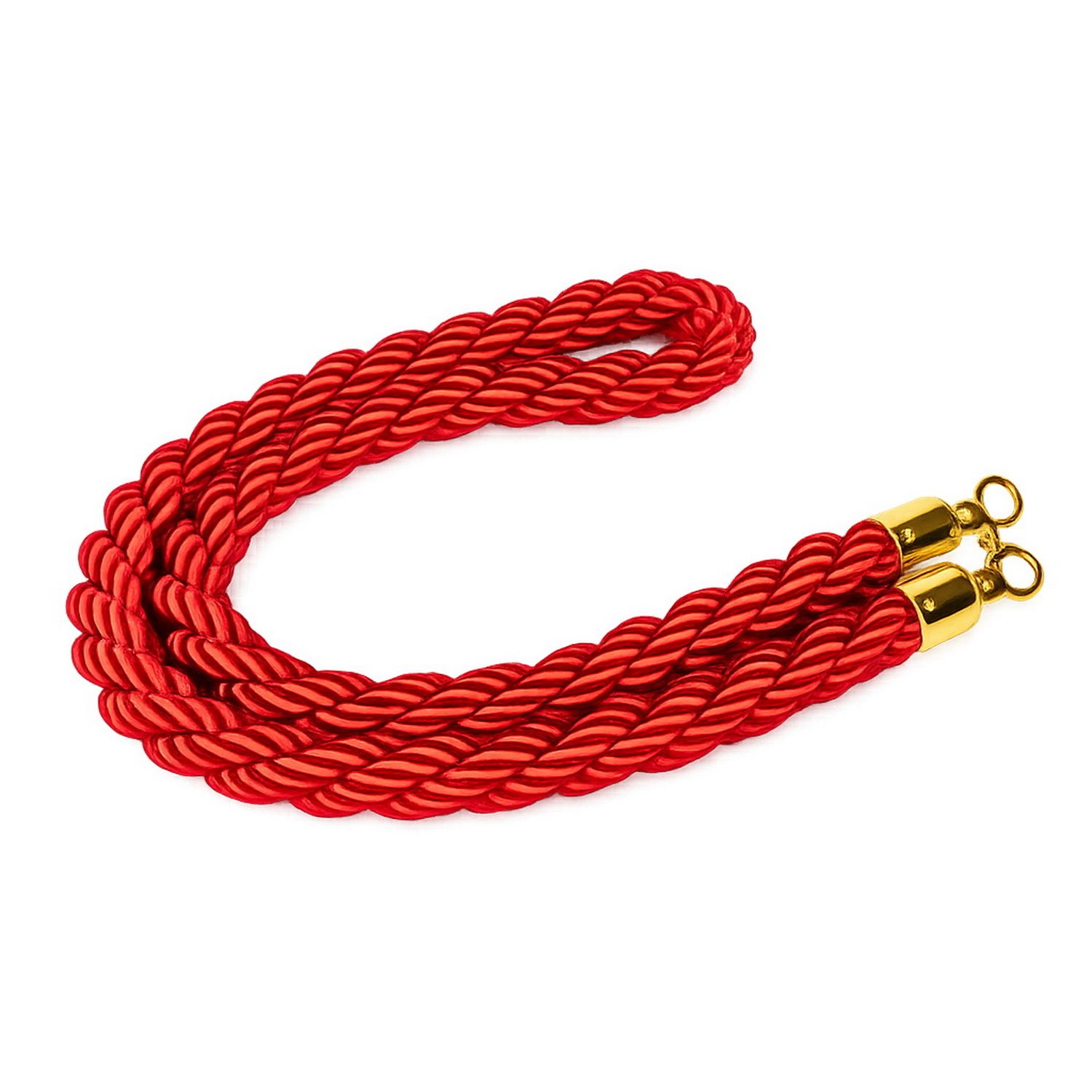 Premium Velvet Rope Barrier Queue Rope with Gold Hooks Red 150cm VIP Crowd Control Rope - Image 1