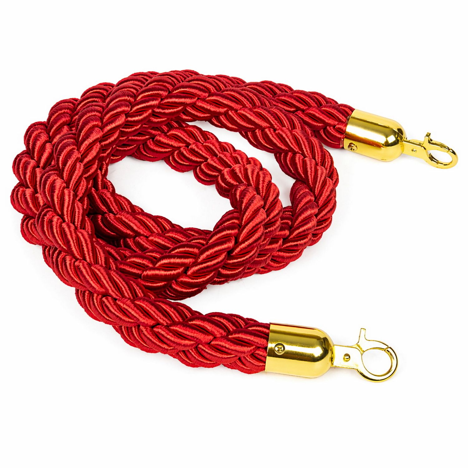 Premium Velvet Rope Barrier Queue Rope with Gold Hooks Red 150cm VIP Crowd Control Rope - Image 2