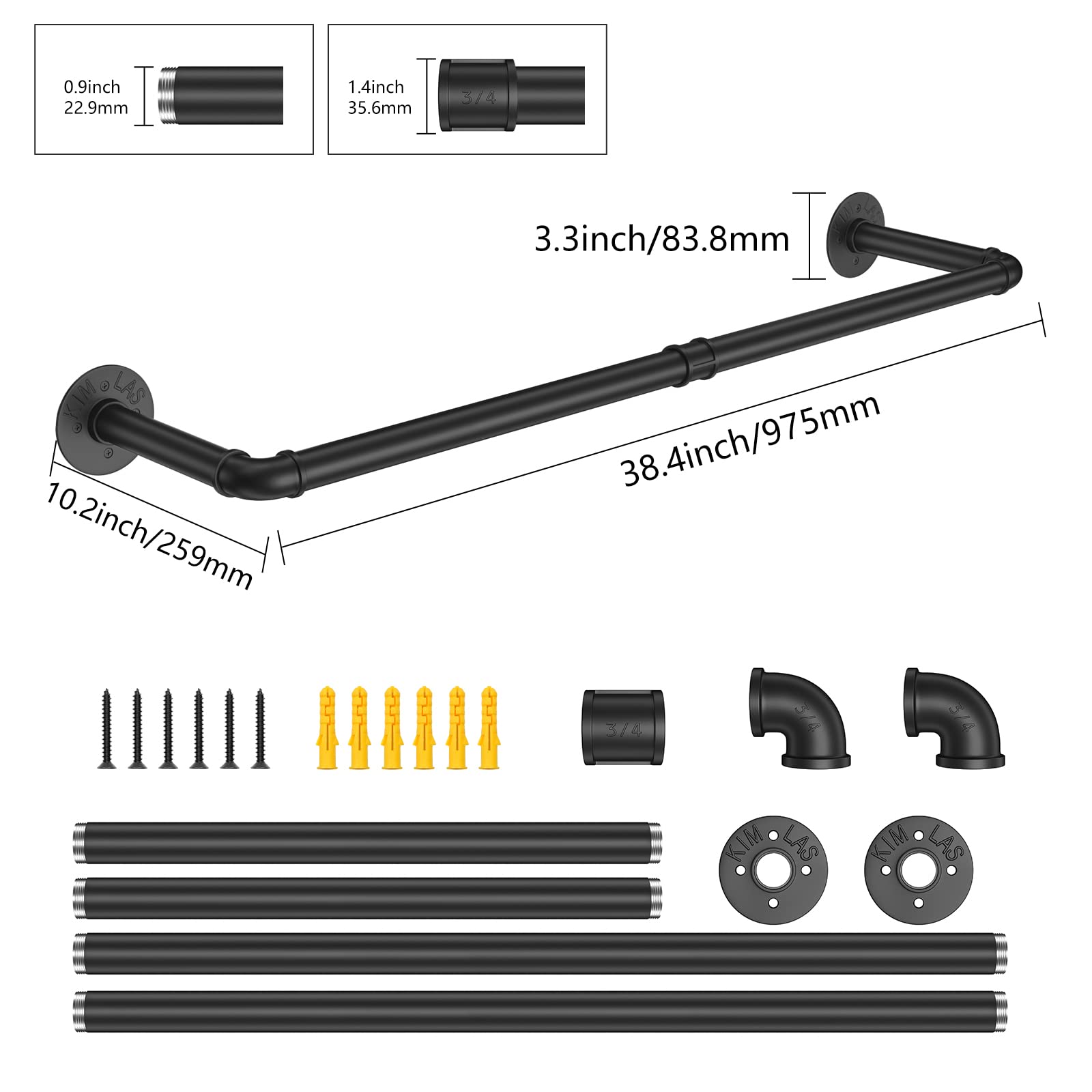 97cm Clothing Racks for Hanging Clothes Garment Rack Industrial Pipe clothes Rack Drying Rack - Image 2