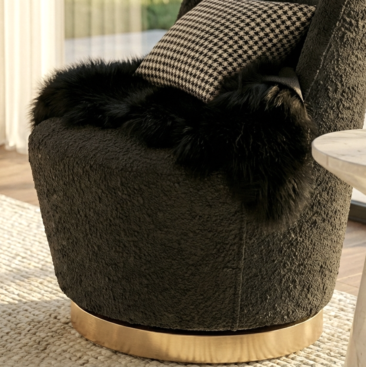 Interior Ave - Chateau Swivel Accent Chair - Charcoal Boucle - Image 2