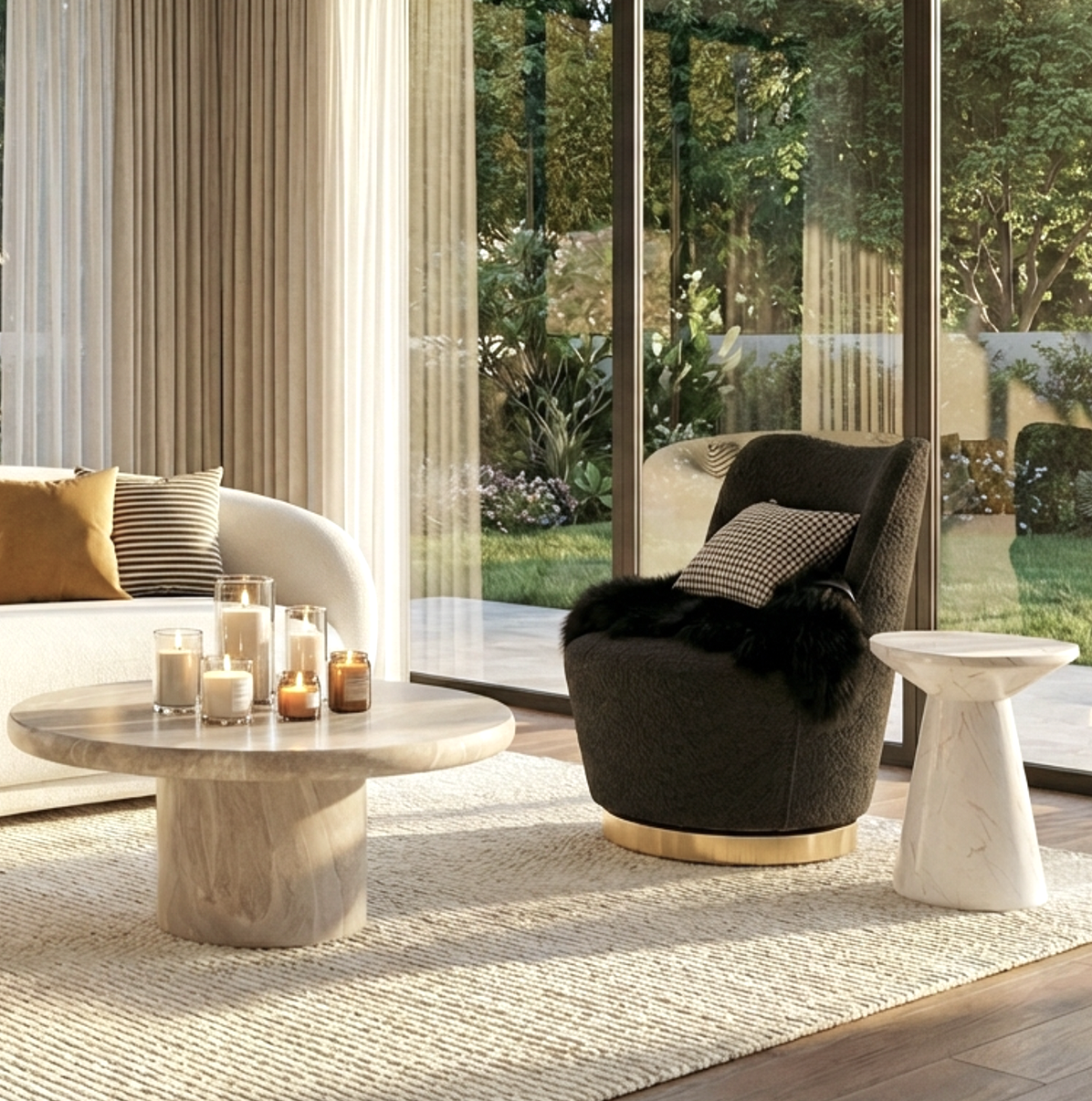 Interior Ave - Chateau Swivel Accent Chair - Charcoal Boucle - Image 3