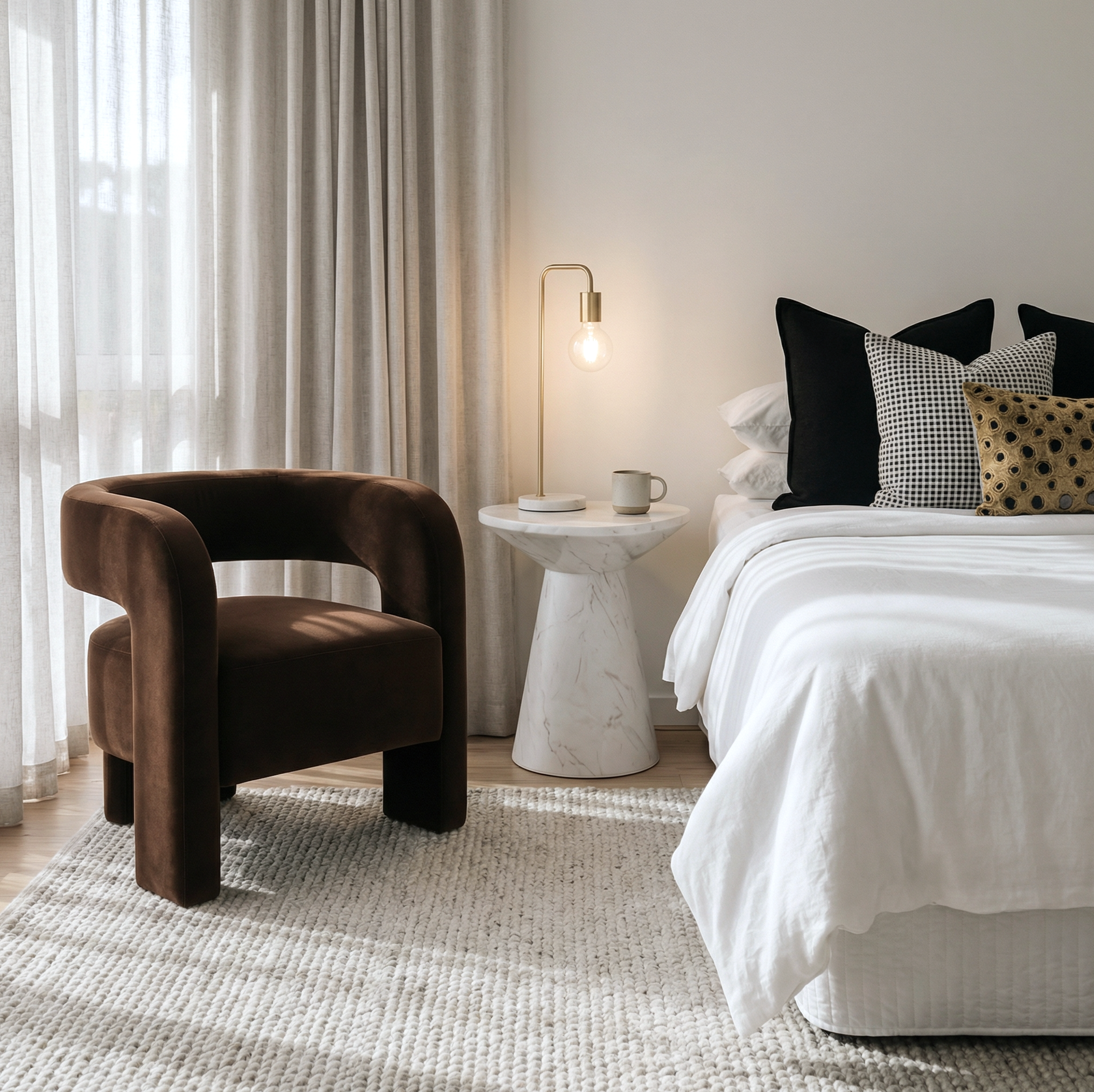Interior Ave - Portia Velvet Arm Chair - Espresso - Image 1