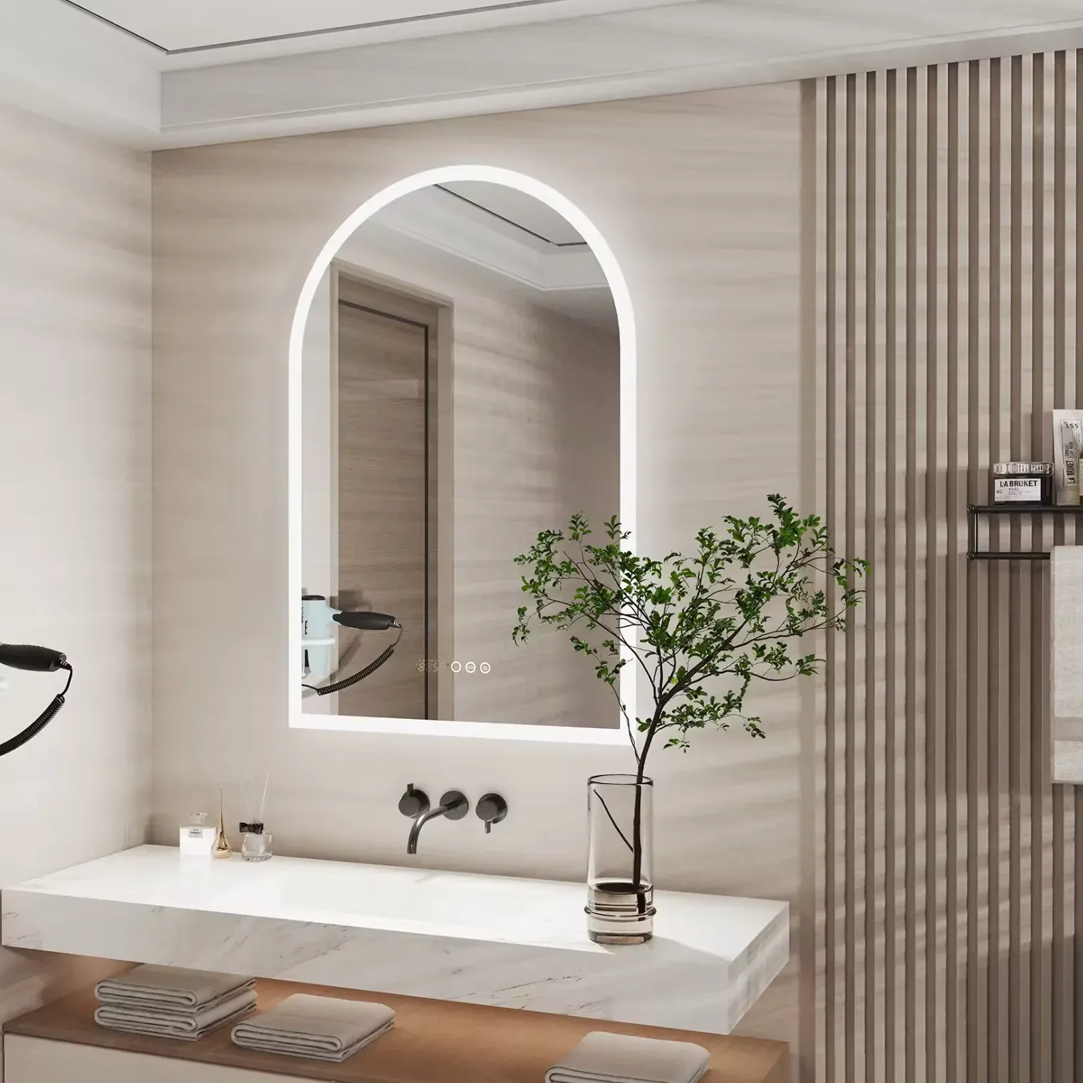 Interior Ave - 90 x 60cm Arched LED Bathroom Mirror - Image 3
