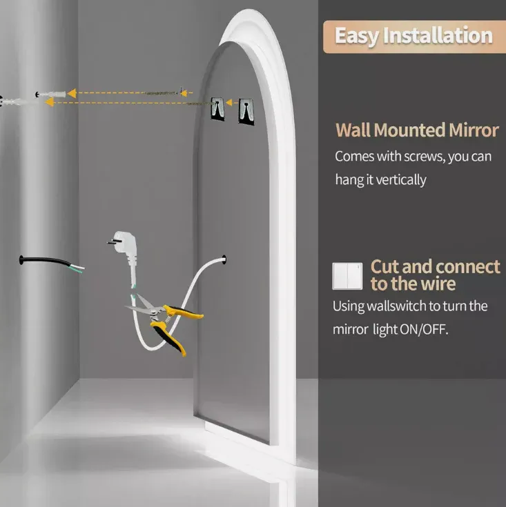 Interior Ave - 90 x 60cm Arched LED Bathroom Mirror - Image 6