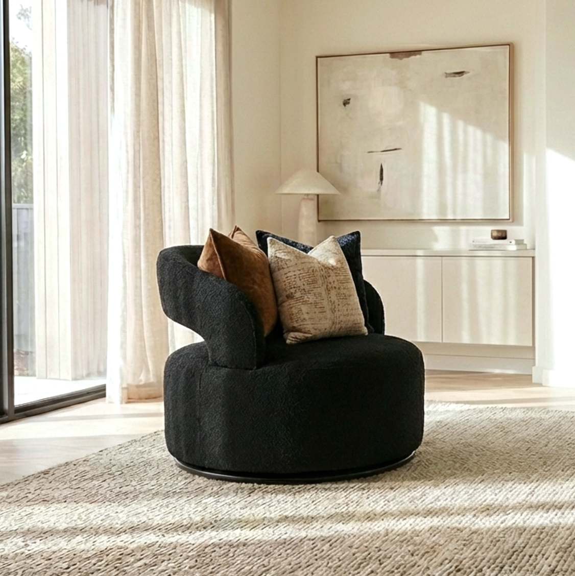 Interior Ave - Coco Milan Swivel Accent Chair - Black - Image 1