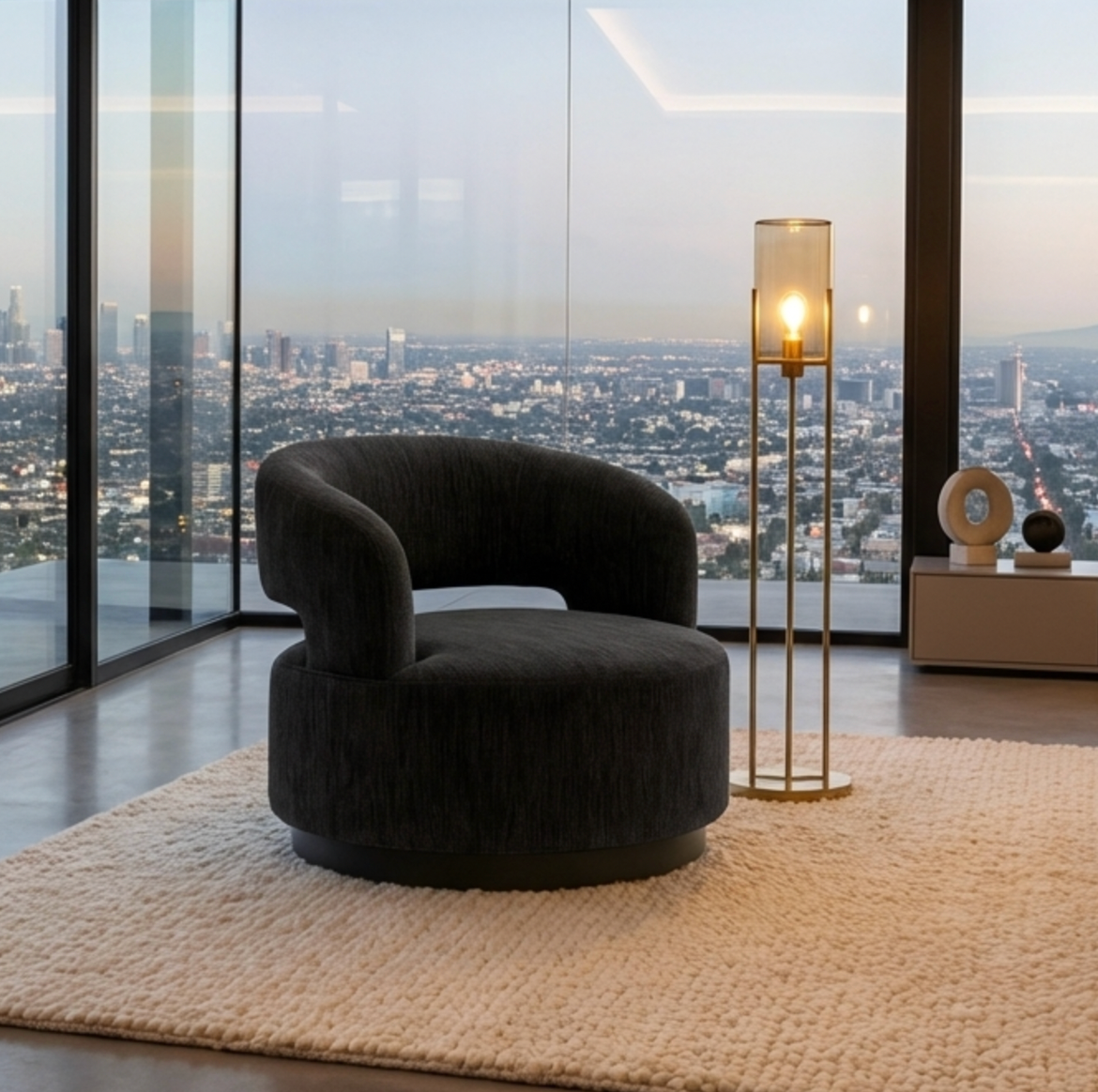 Interior Ave - Coco Milan Swivel Accent Chair - Black - Image 2