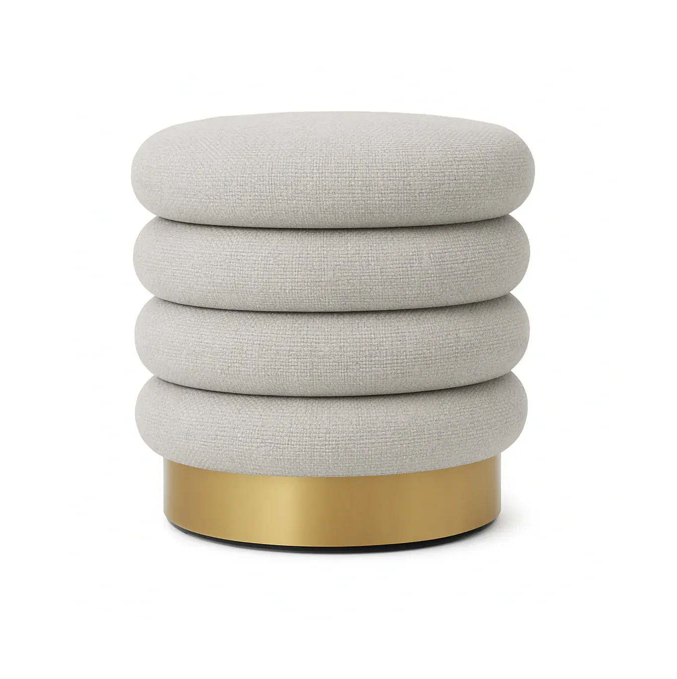 Interior Ave - Roma Round Tweed Ottoman / Footstool – Light Grey - Image 3