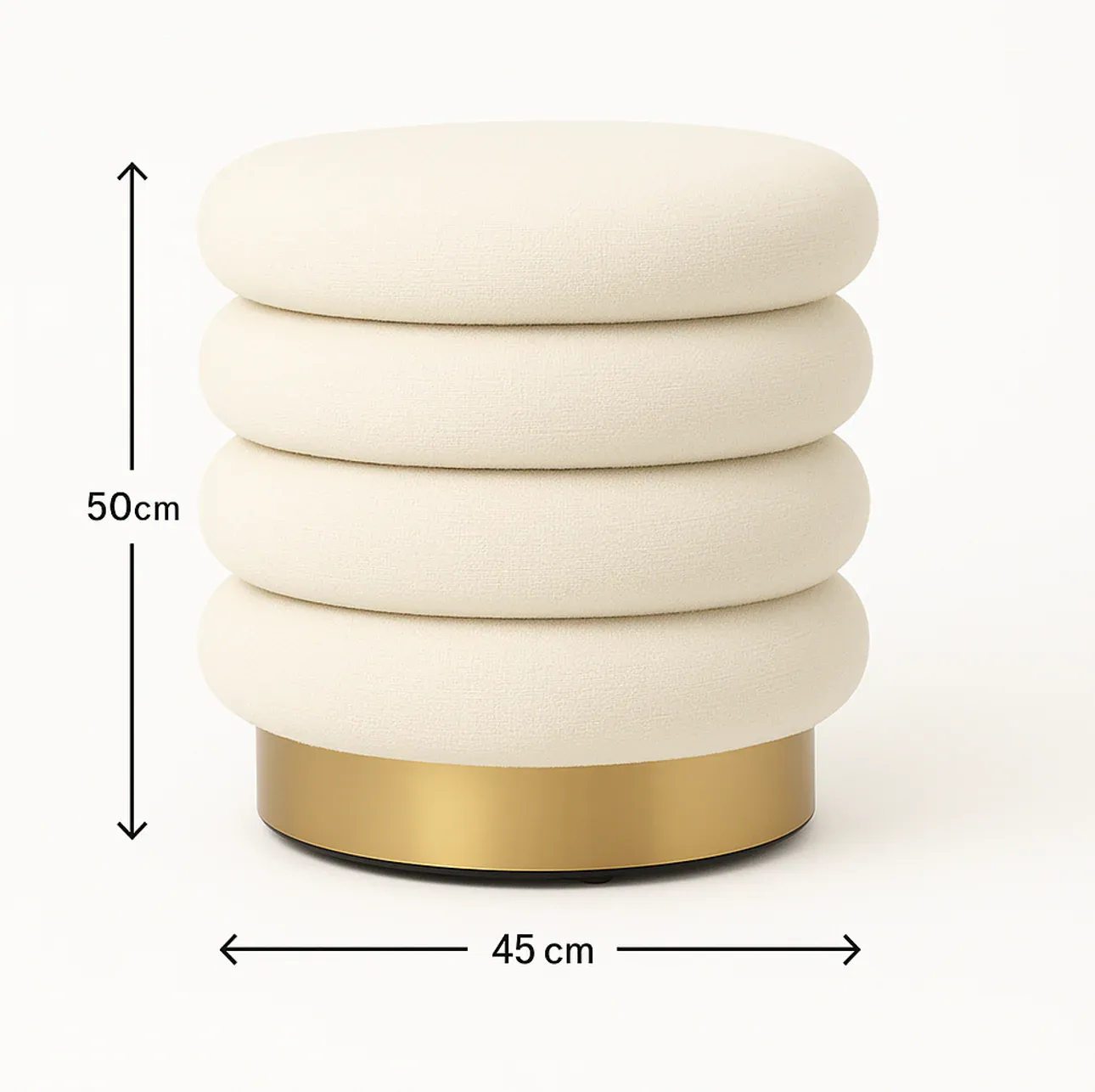 Interior Ave - Roma Round Milan Ottoman / Footstool – Off White - Image 4