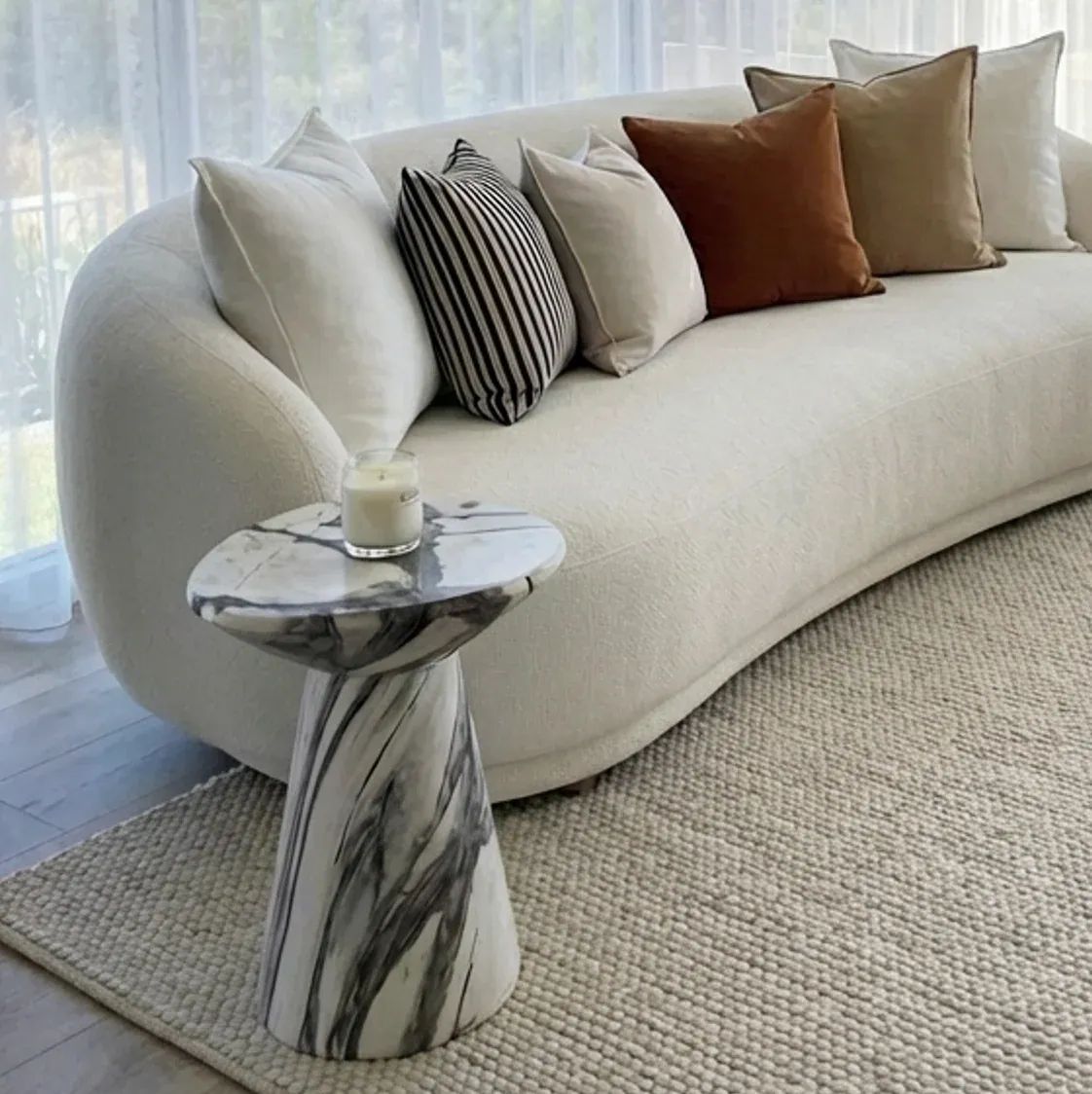 Interior Ave - Veneta Stone Side Table - Panda Marble Finish - Image 1
