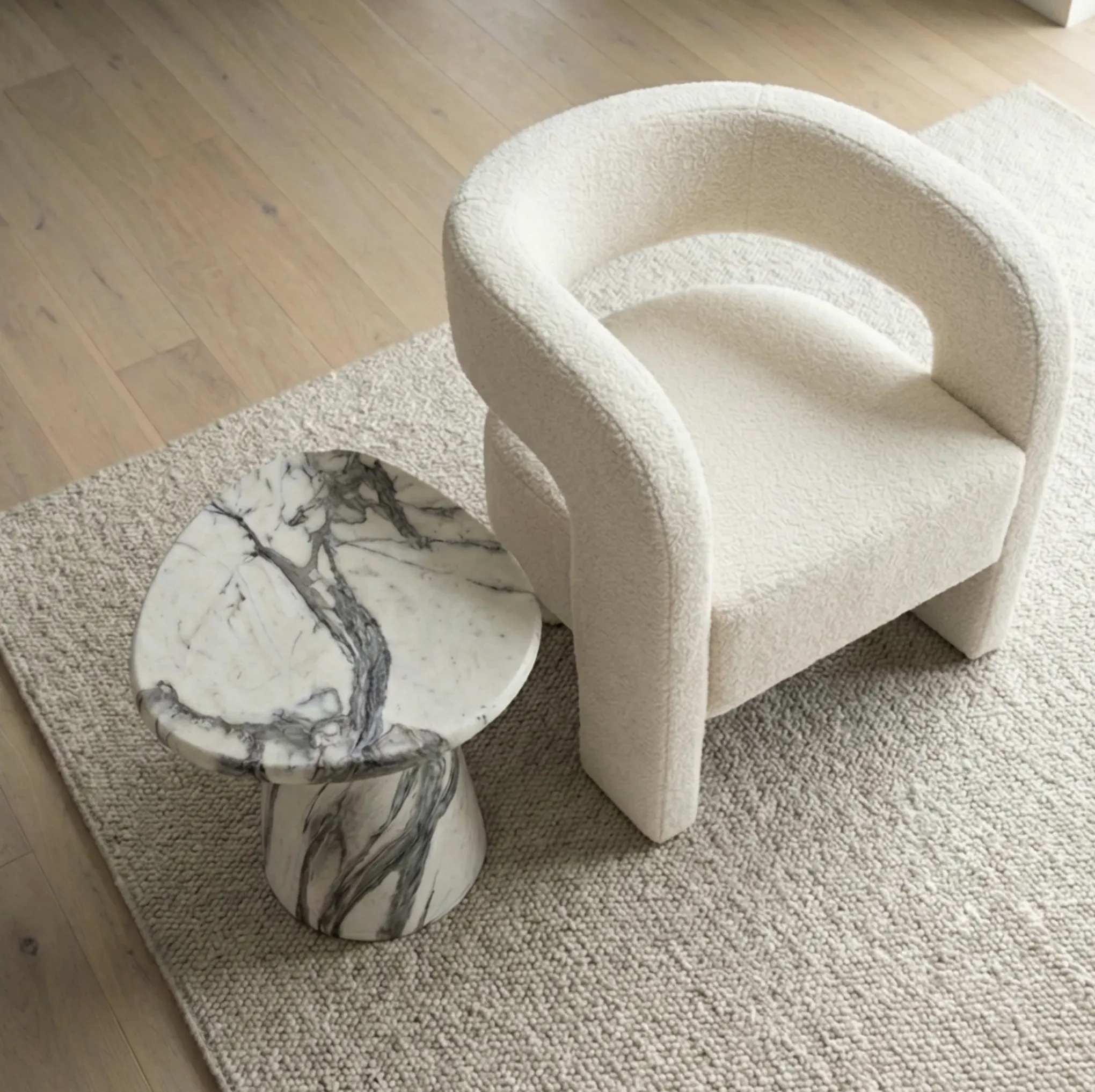 Interior Ave - Veneta Stone Side Table - Panda Marble Finish - Image 3