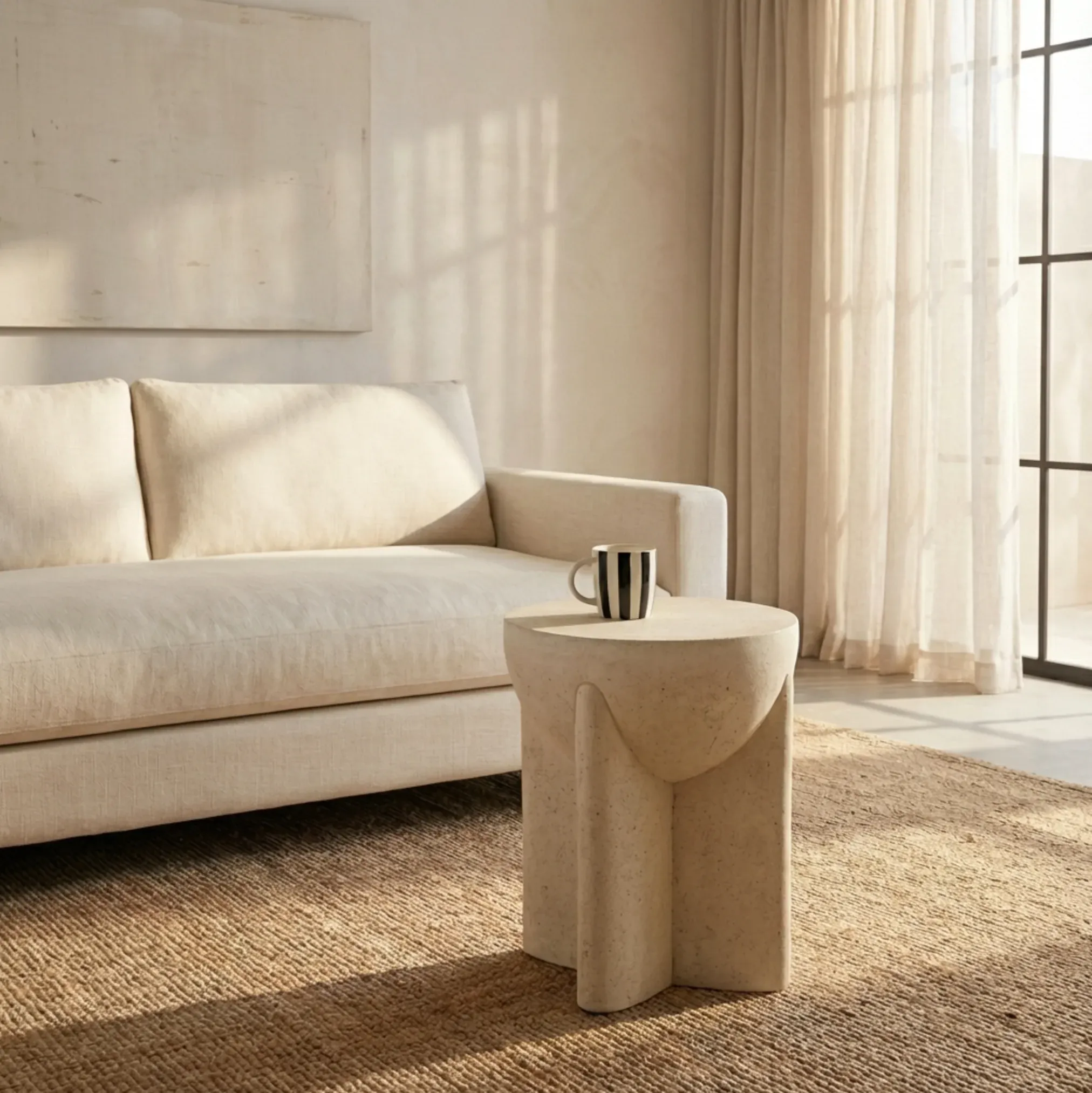 Interior Ave - Zelda Sculptural Stone Side Table – Sand Textured Accent - Image 4