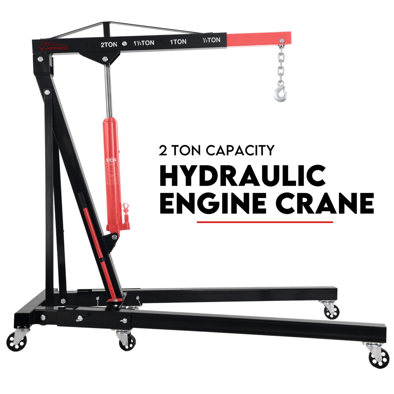 2 Ton Hydraulic Engine Crane Folding Hoist Stand Mobile Lifter Workshop Lift - Image 1