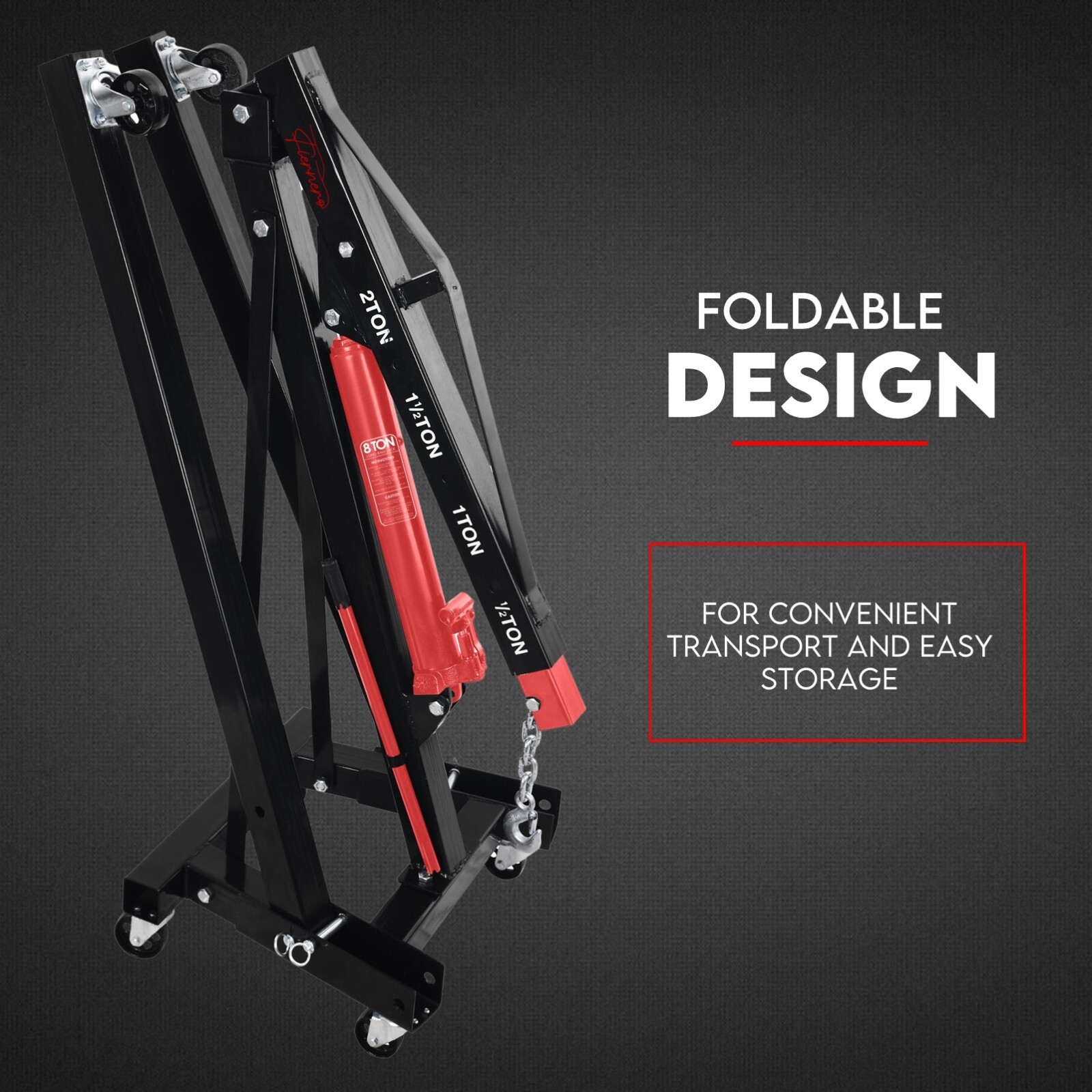 2 Ton Hydraulic Engine Crane Folding Hoist Stand Mobile Lifter Workshop Lift - Image 2