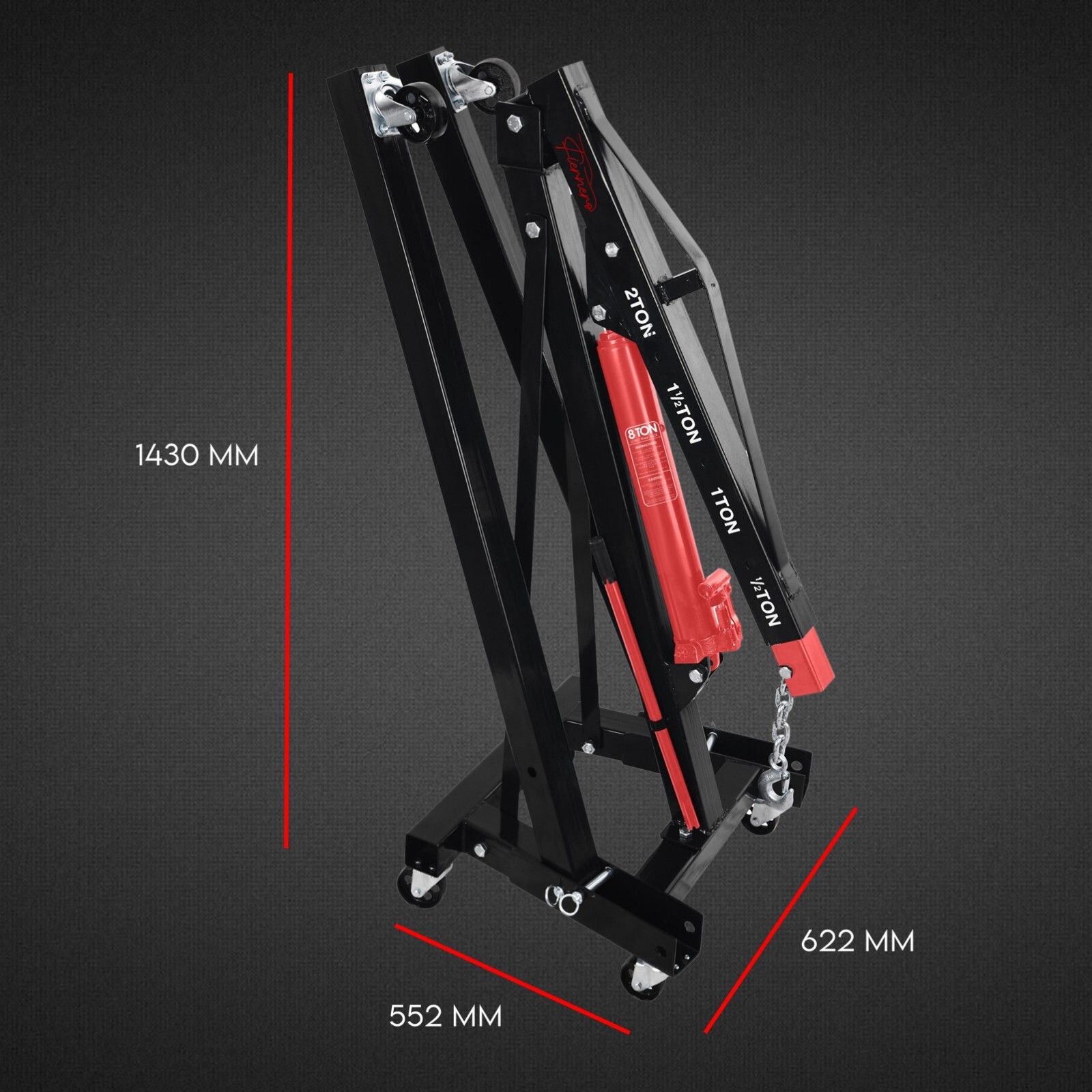 2 Ton Hydraulic Engine Crane Folding Hoist Stand Mobile Lifter Workshop Lift - Image 7