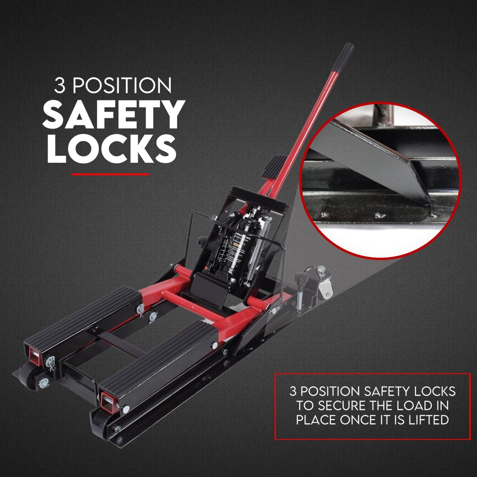 Low Profile Motorcycle ATV 680kg Motorbike Hydraulic Jack Stand Tie Down - Image 6