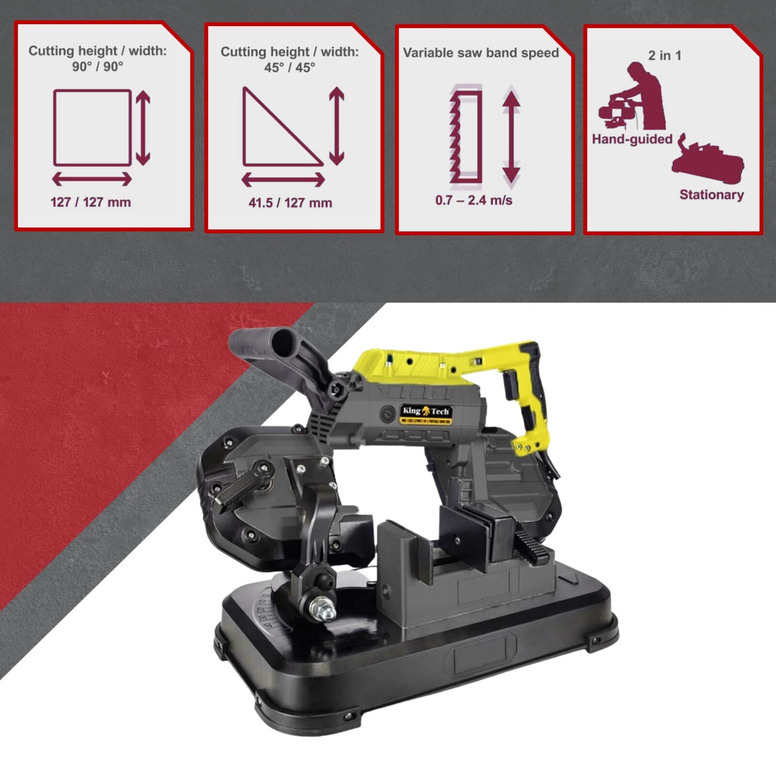 Portable Band Saw 127mm Cold Cut Metal Cut Chop Bandsaw Steel Hand Drop - Image 3