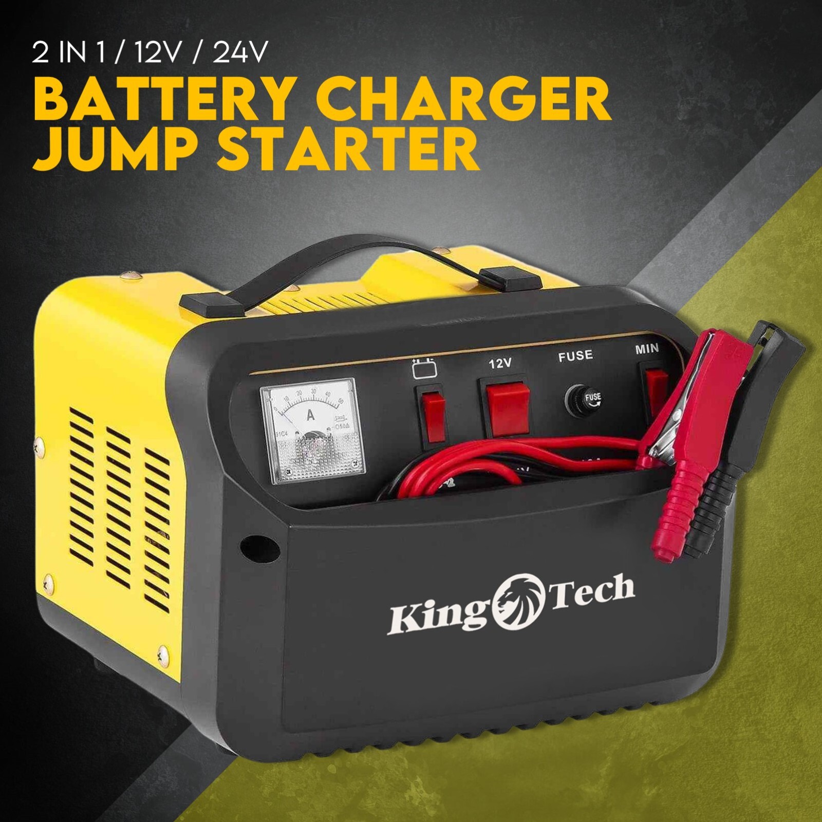 2IN1 Car Battery Charger Jump Starter 12 24V 40A ATV Boat Tractor - Image 1