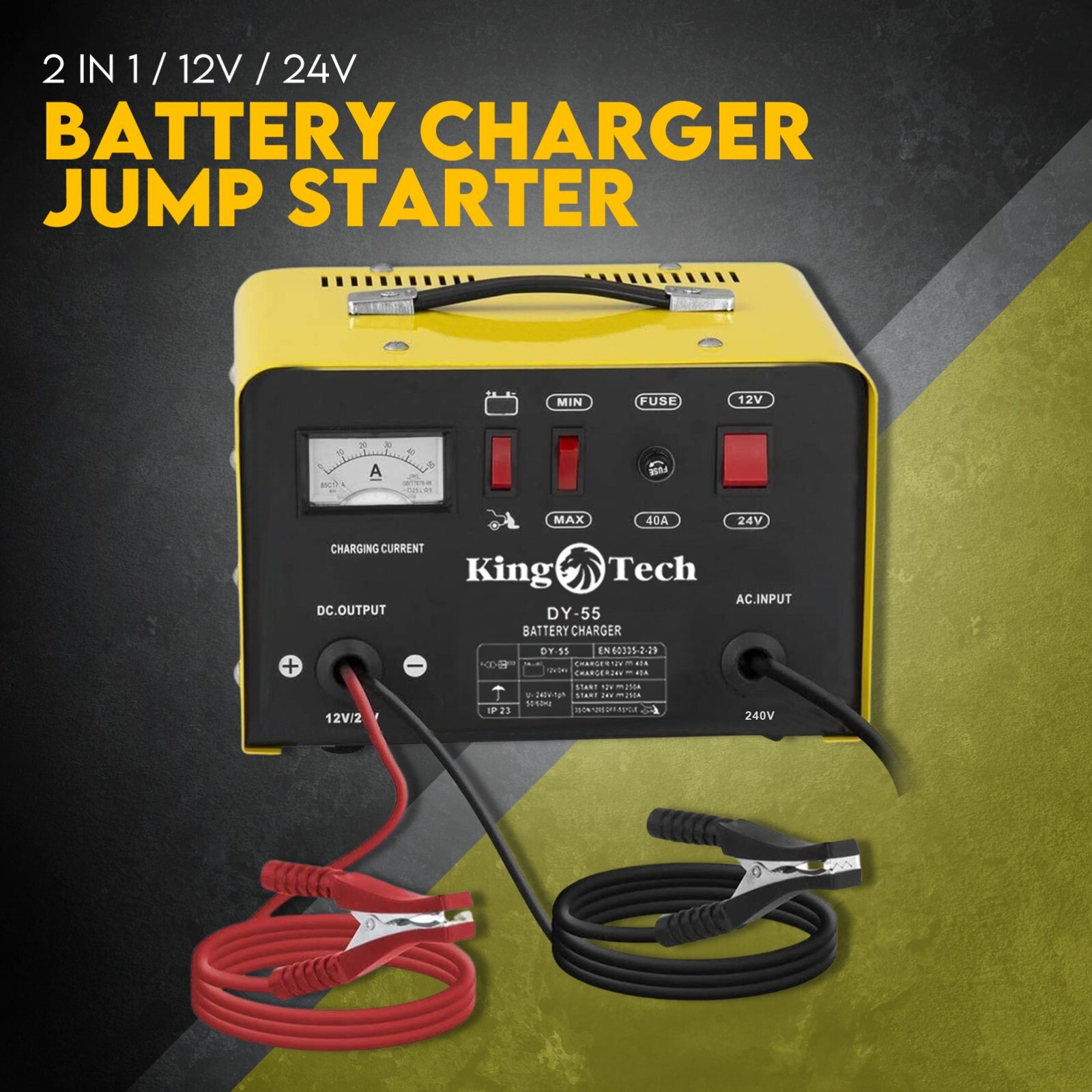 Car Battery Charger 2 in 1 40A 12V 24V For Car ATV Boat Caravan Motorcycle 2in1 - Image 1