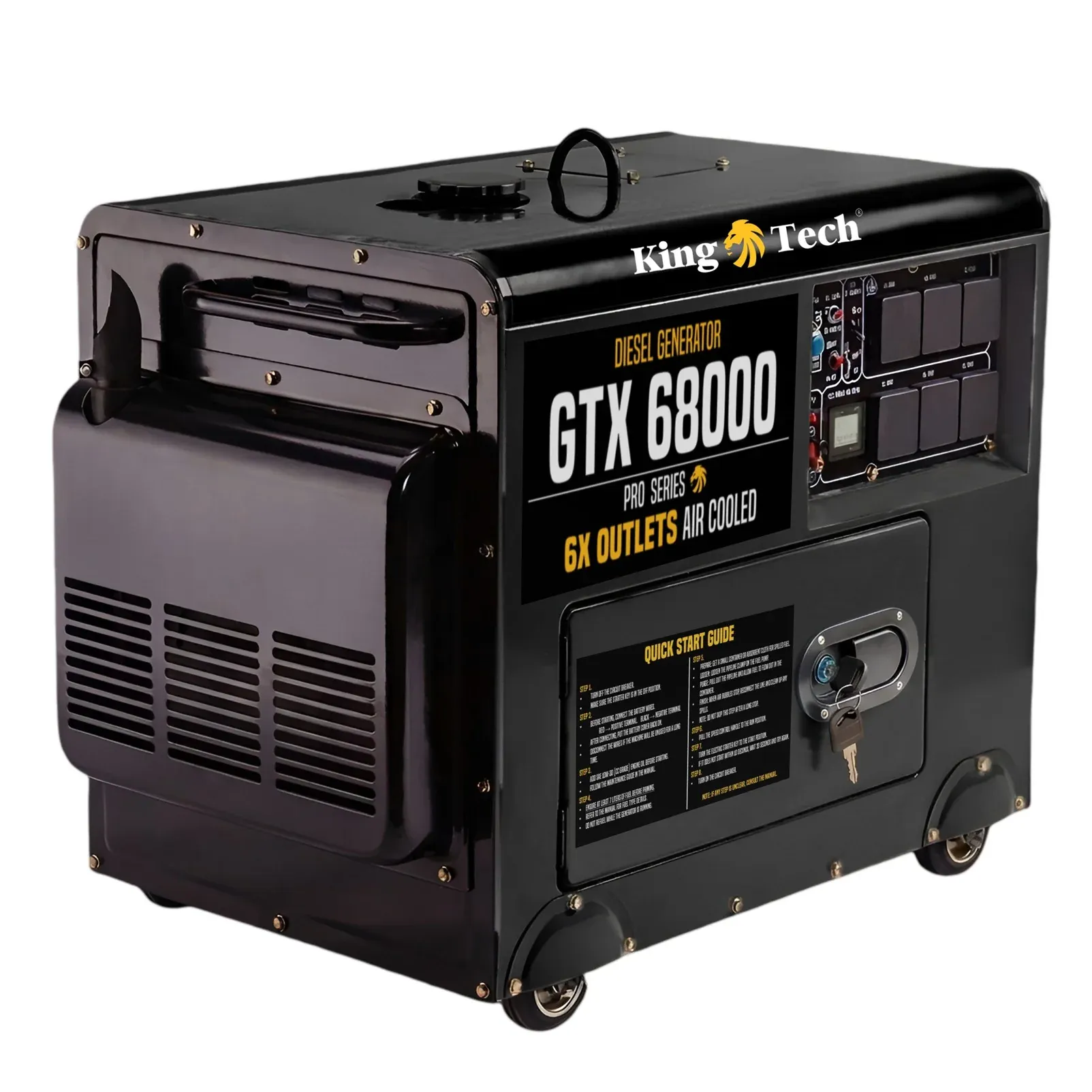 Diesel Generator Single Phase 8.4kw Rated Diesel 6kw 13hp Portable 6 outlets - Image 1