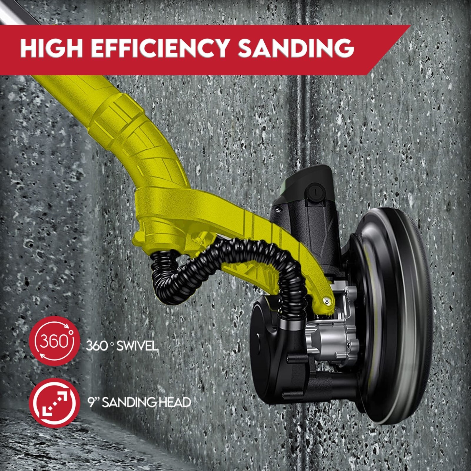 2000W Electric Drywall Sander Hand-Held Machine Plaster Wall Vacuum Bag 7-Speed - Image 7