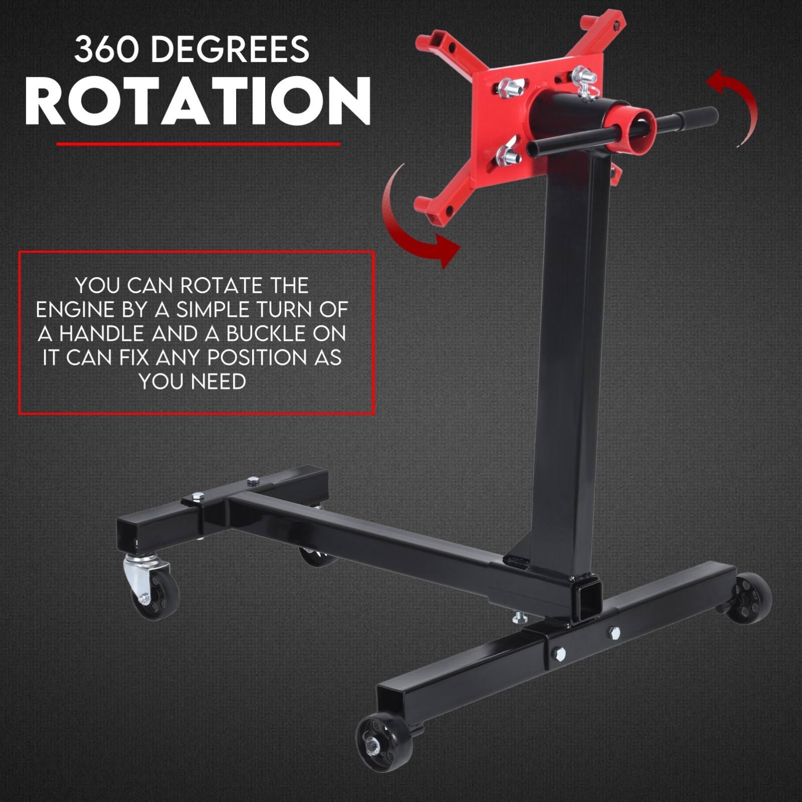 Engine Stand H Frame 450kg 1000lb Industrial Workshop Cars Auto Motor 4 Wheels - Image 3