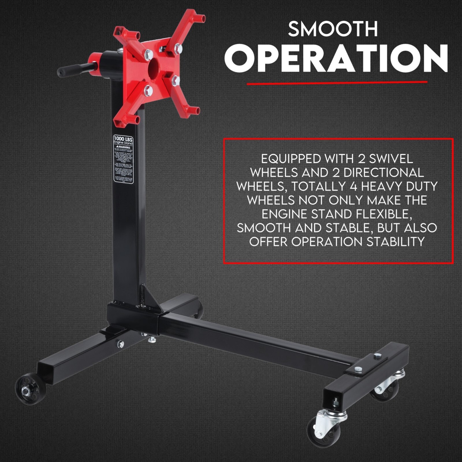 Engine Stand H Frame 450kg 1000lb Industrial Workshop Cars Auto Motor 4 Wheels - Image 4