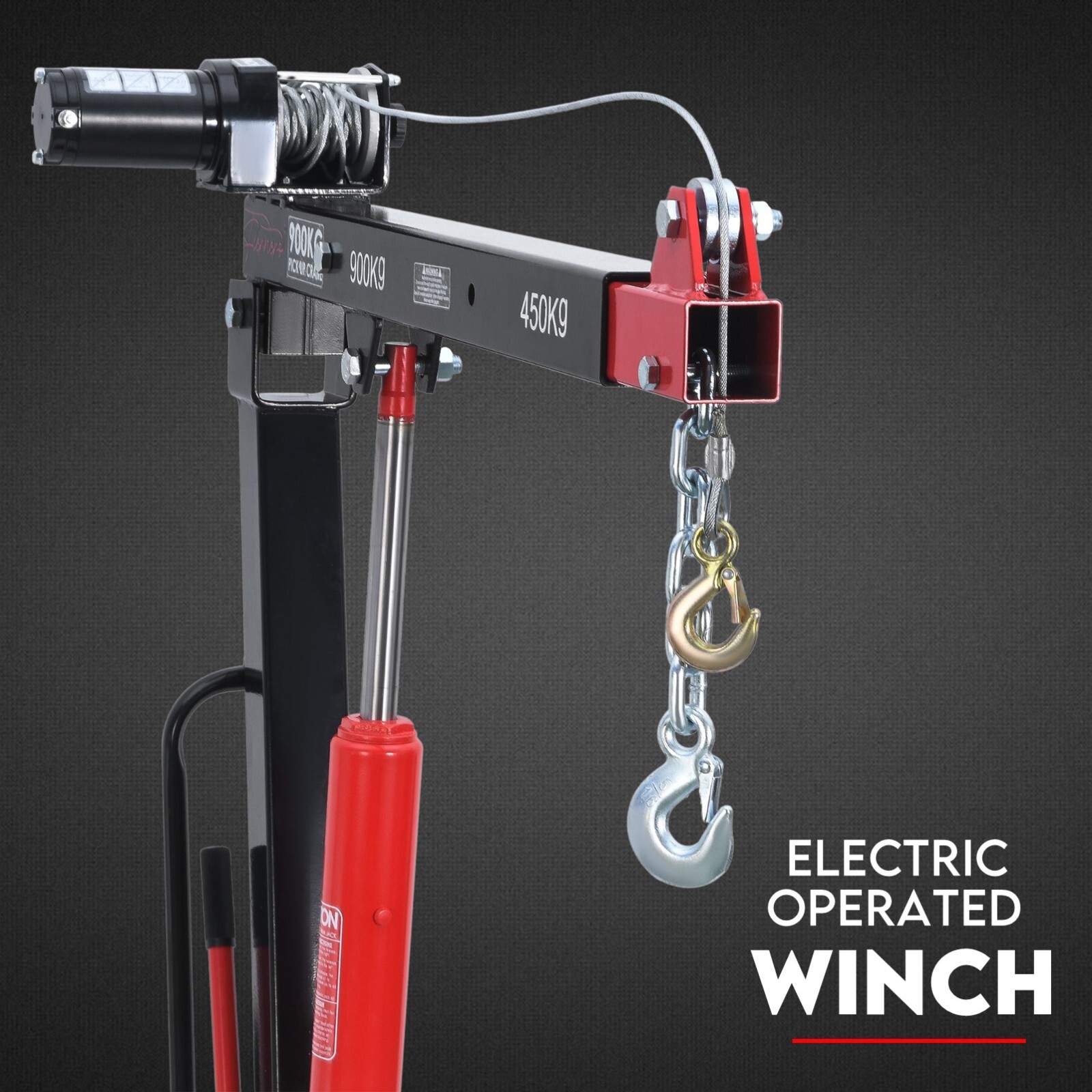 900kg Swivel Hydraulic Crane Hoist 12V Electric Jack Trailer UTE Pick up Lift - Image 3