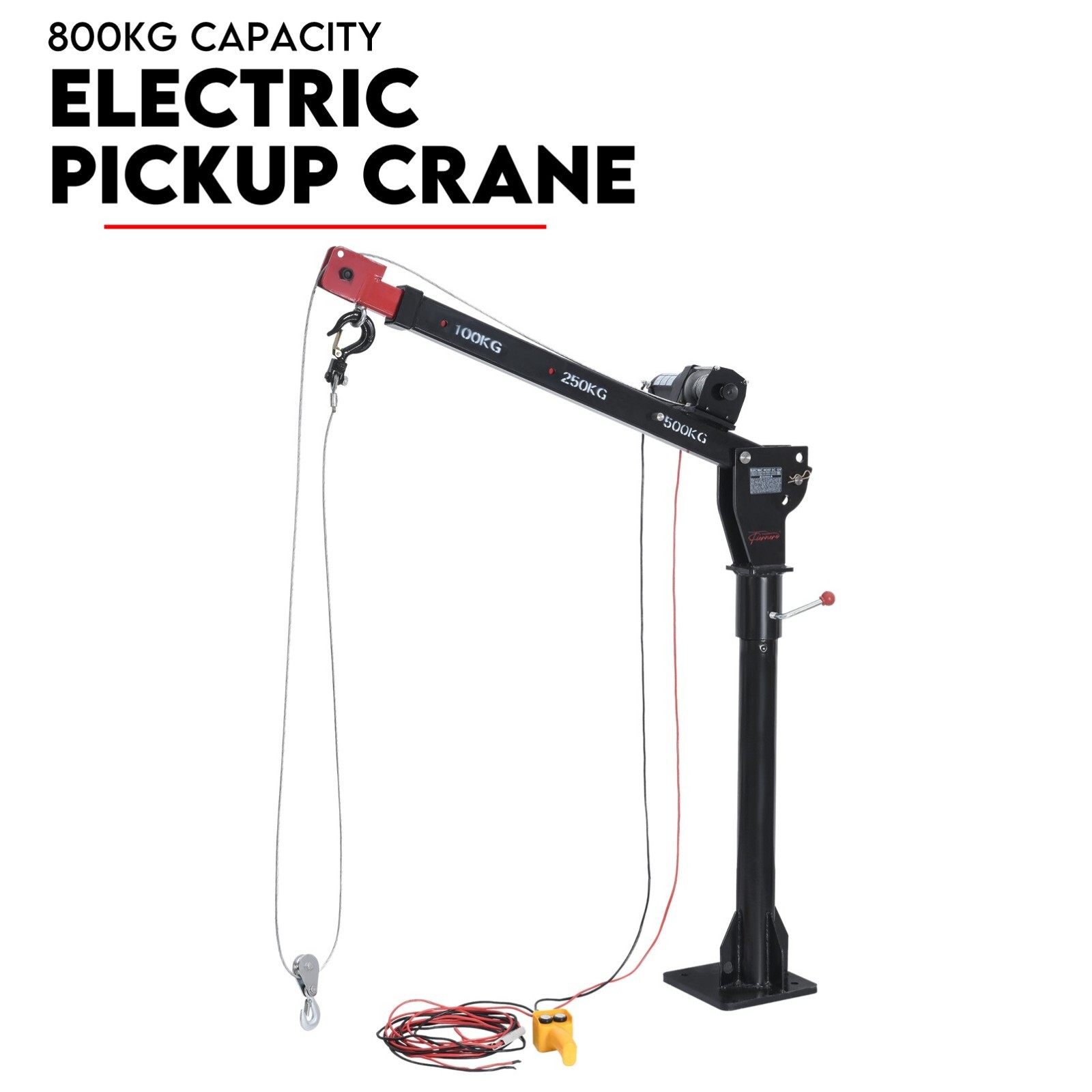 800kg Electric Hoist Winch Crane 12V Swivel Car Truck UTE Lift 360° Pick up - Image 1