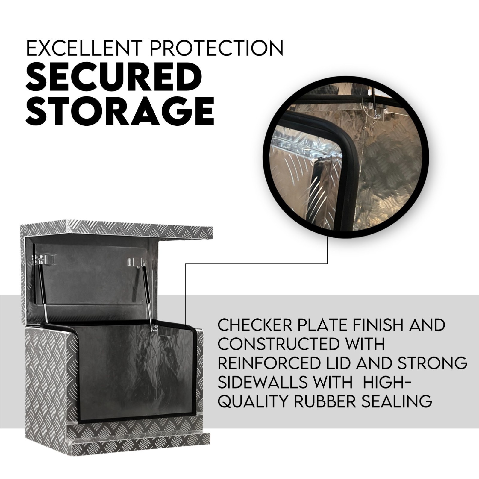 Aluminium Toolbox Ute Generator Trailer Truck Canopy Camper Tool Box 620x400x500mm - Image 3