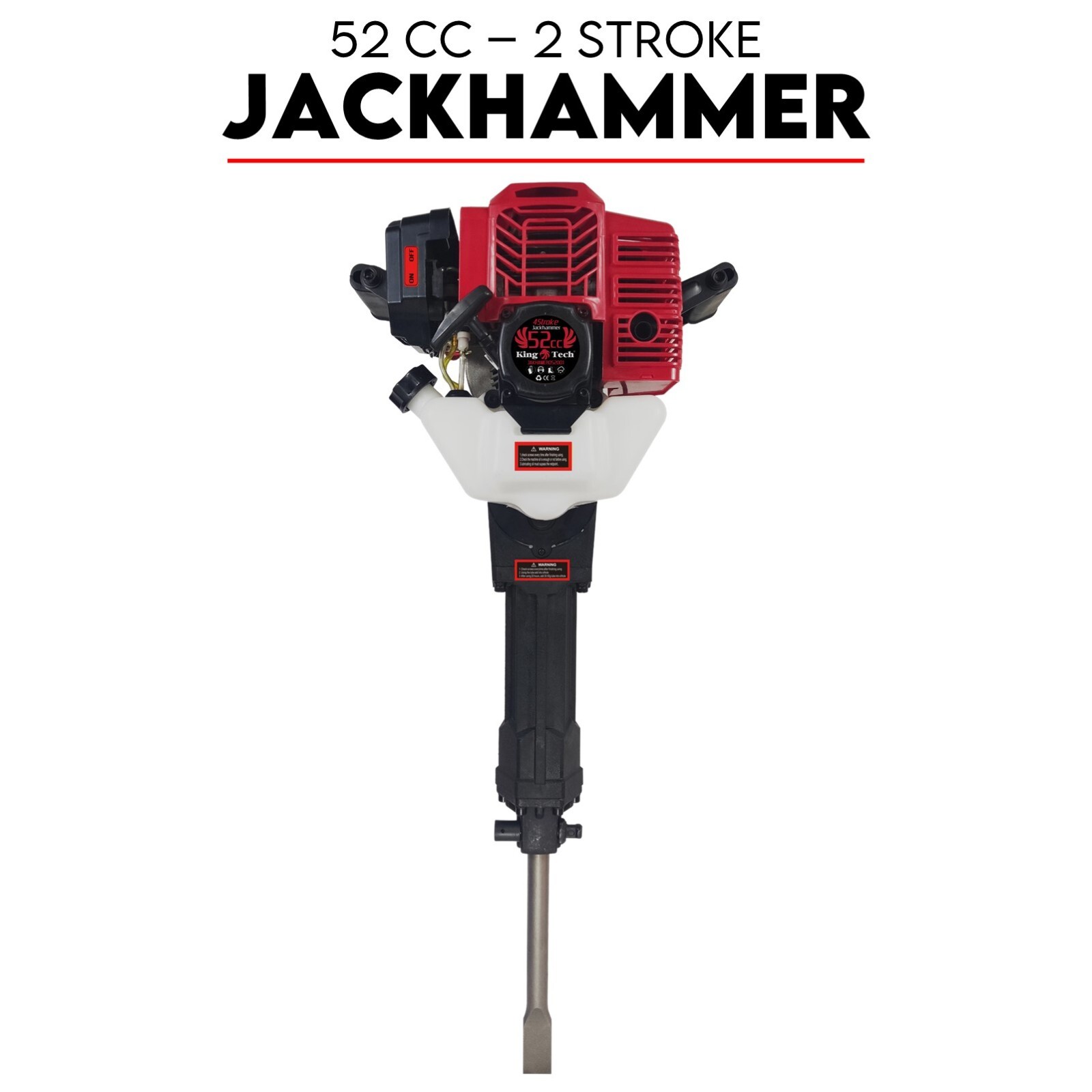 2 Stroke Petrol Demolition Jackhammer Concrete Tile Breaker 52cc Jack Hammer - Image 1