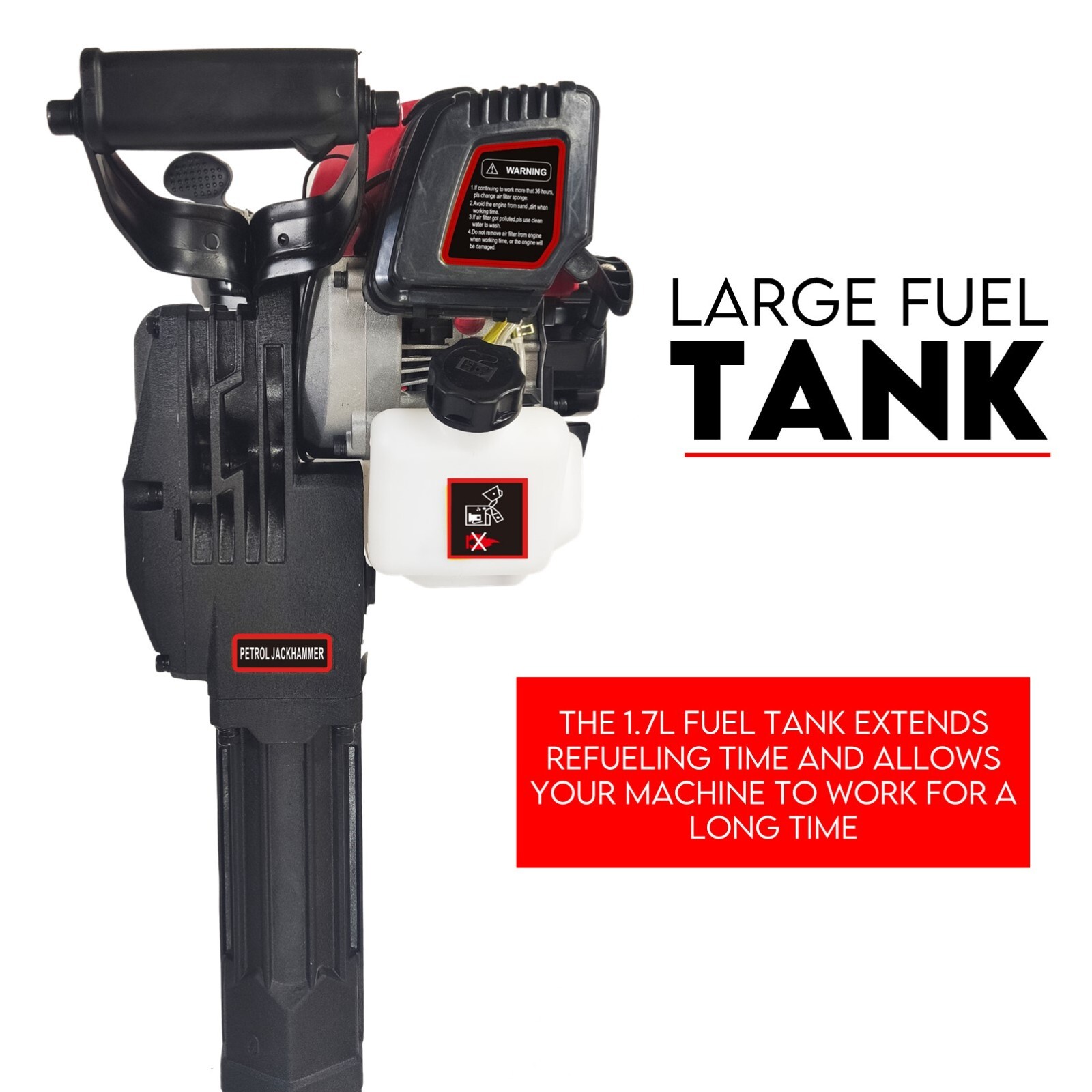2 Stroke Petrol Demolition Jackhammer Concrete Tile Breaker 52cc Jack Hammer - Image 5