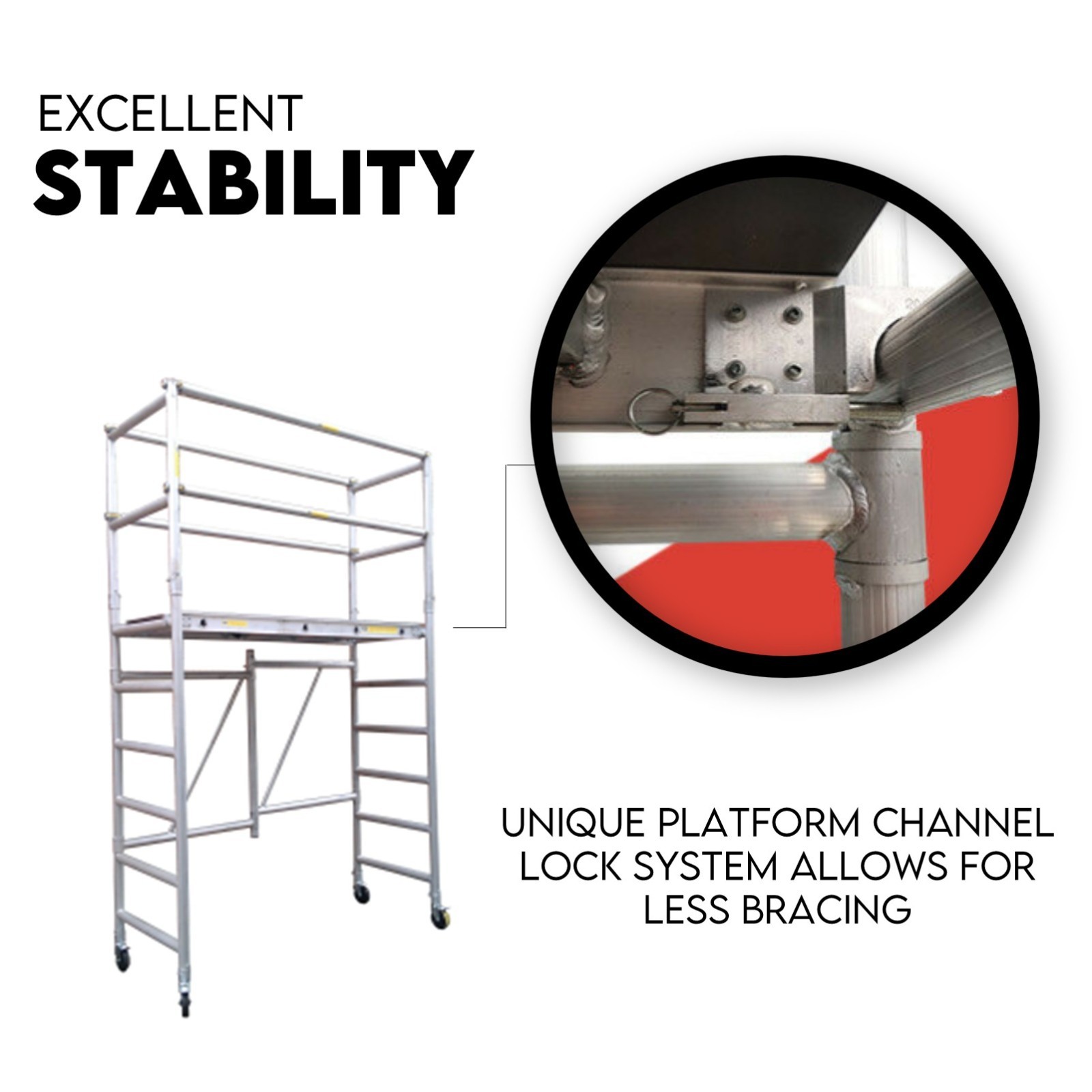 3M Mobile Scaffold Aluminium 225KG Capacity Portable Safety Platform - Image 3